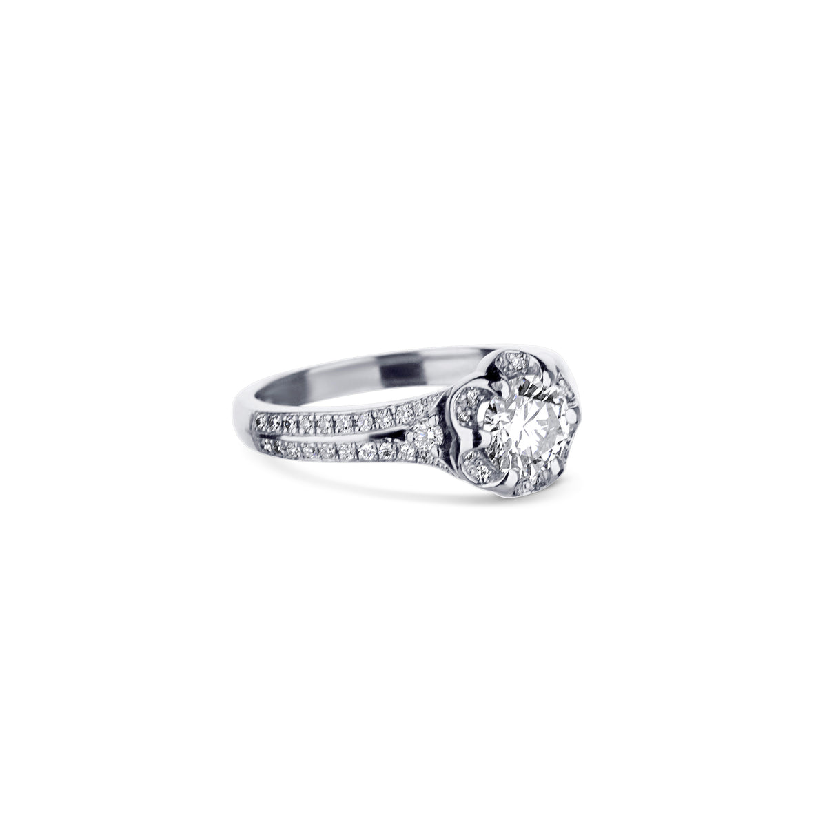 Platinum Round Brilliant Cut Diamond Engagement Ring