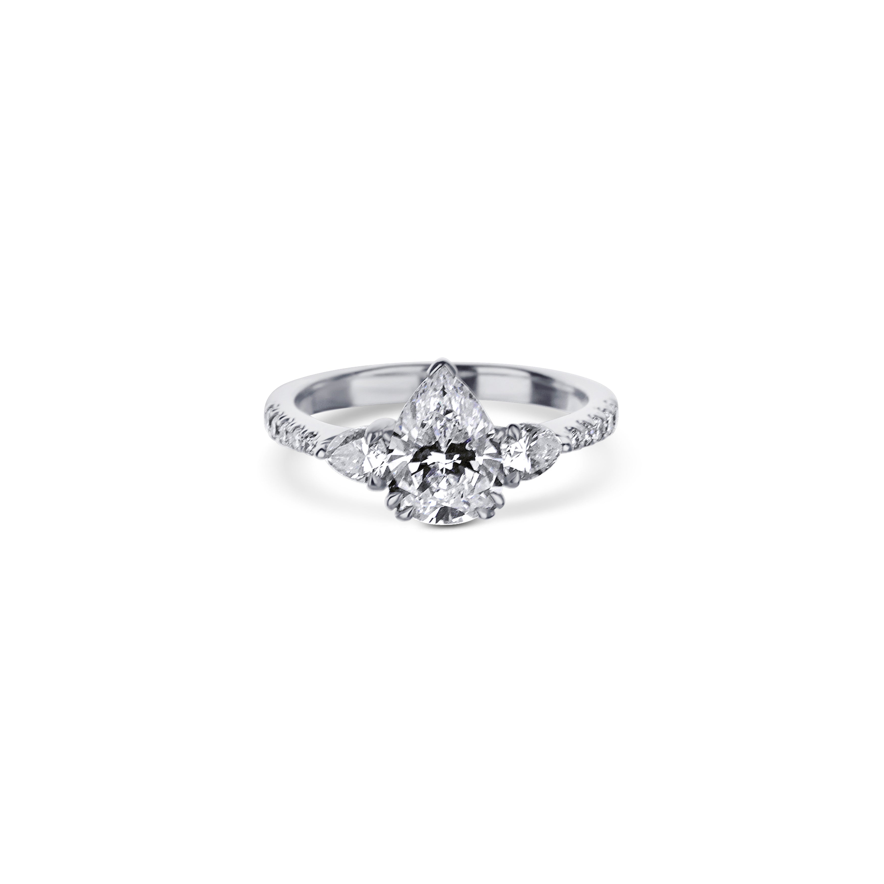 18K White Gold Pear Shaped Diamond Engagement Ring