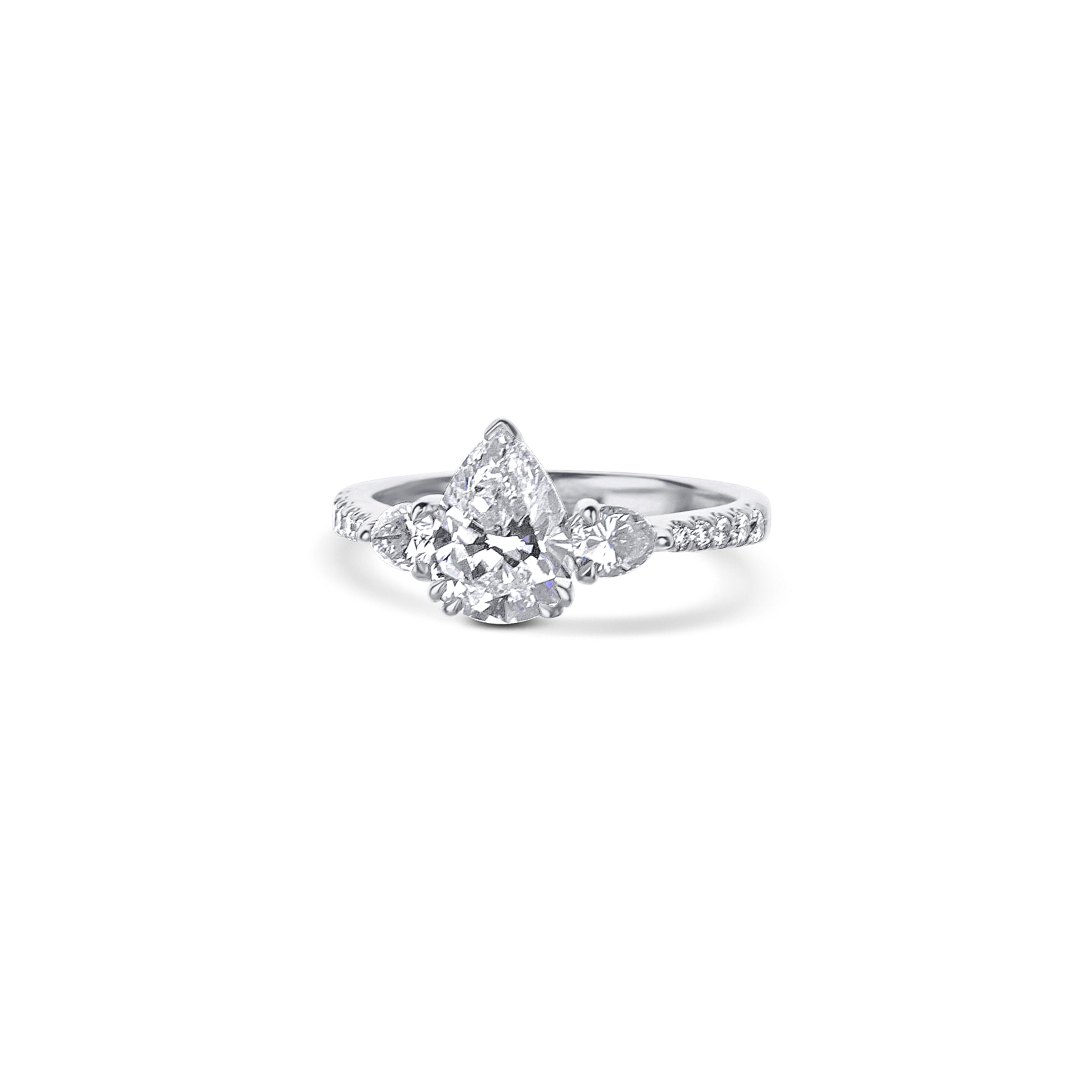 18K White Gold Pear Shaped Diamond Engagement Ring