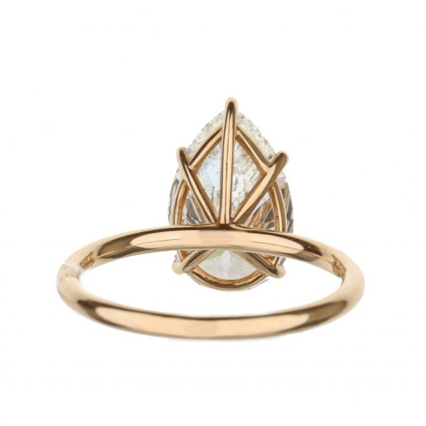 18K Rose Gold Solitaire Pear Diamond Engagement Ring