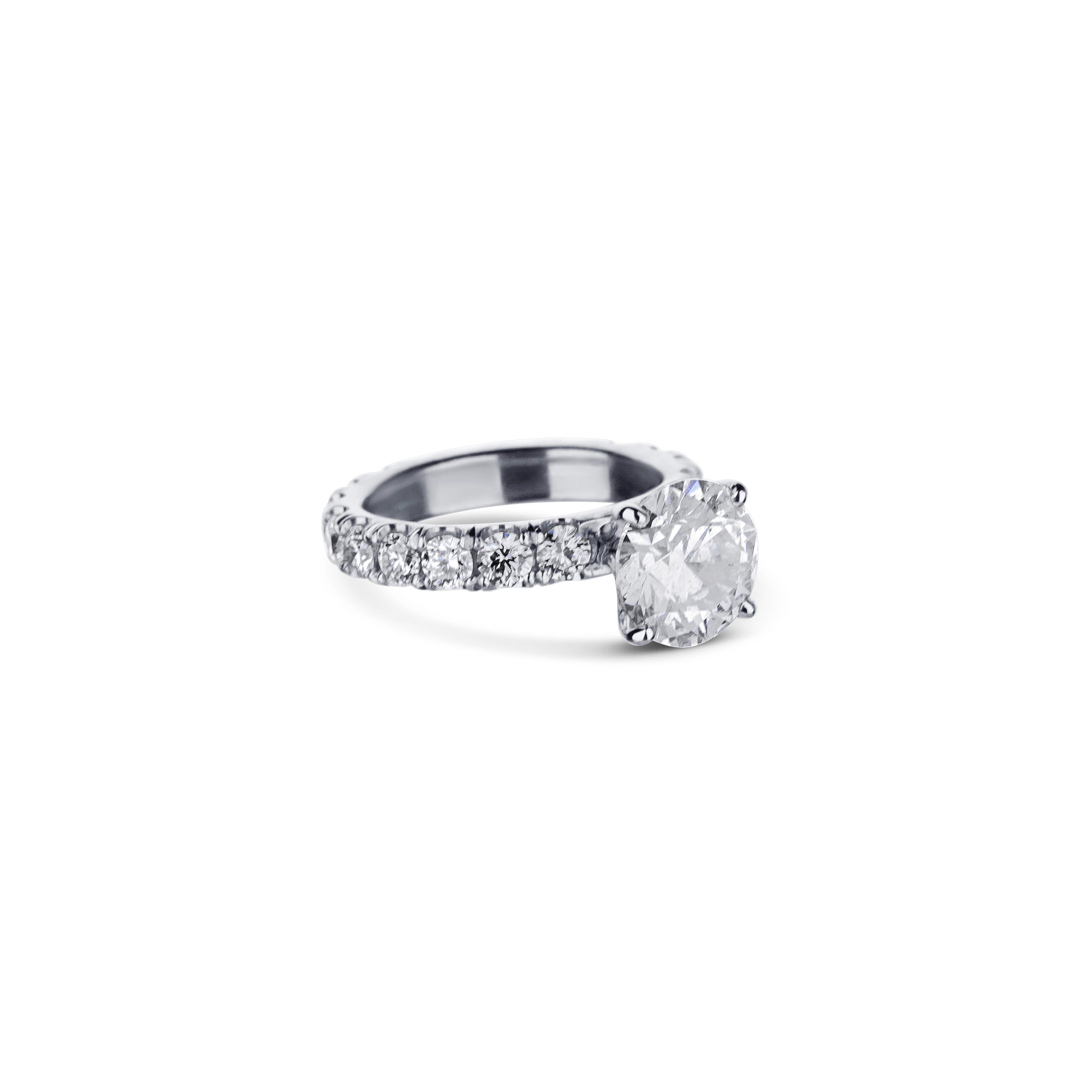 Custom Platinum Round Diamond Engagement Ring