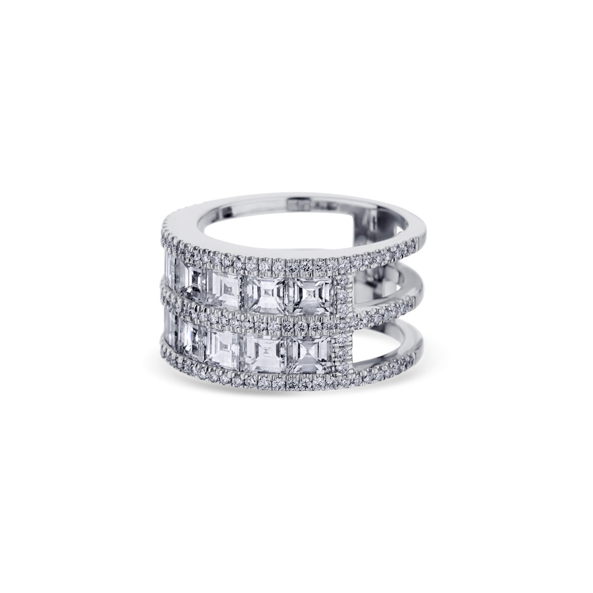 Platinum Two Row Channel Set Blazer Cut Diamond Band