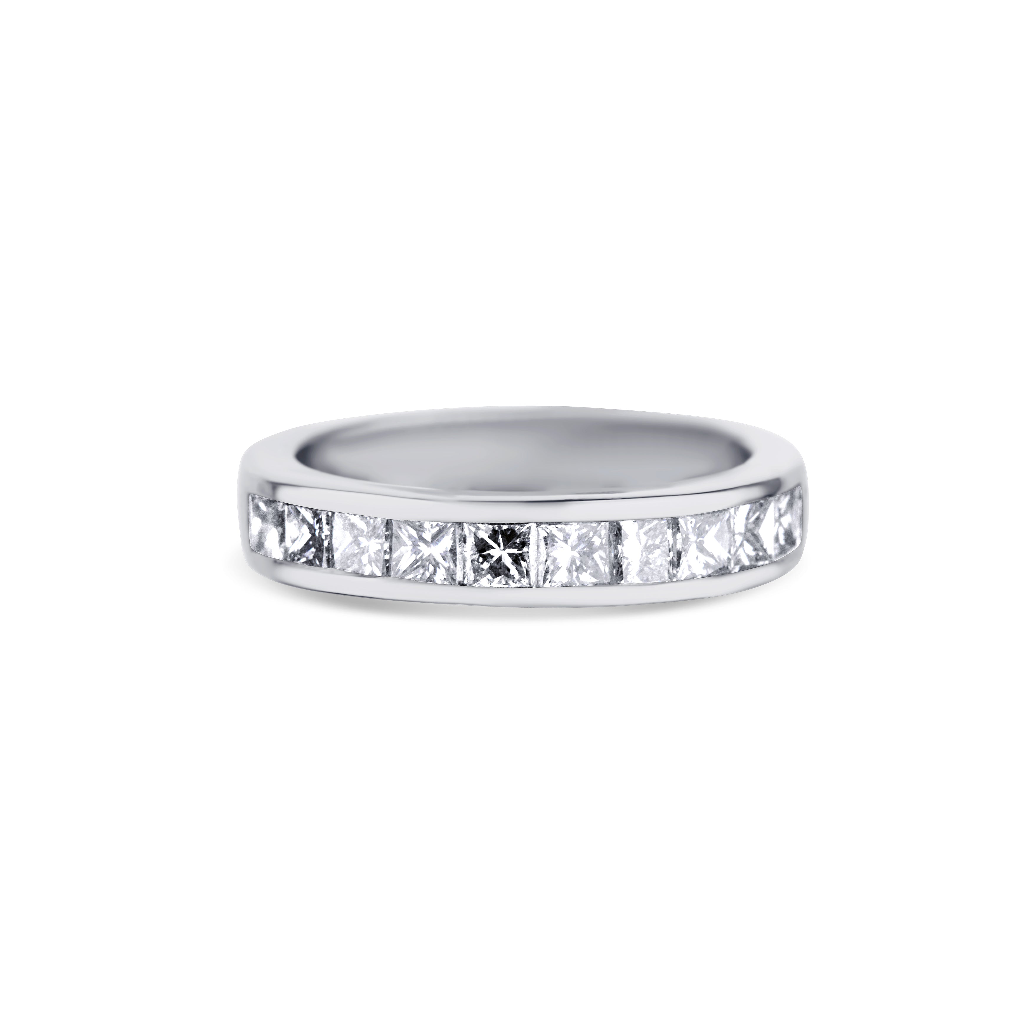 Platinum Princess Cut Diamond Channel Wedding Band