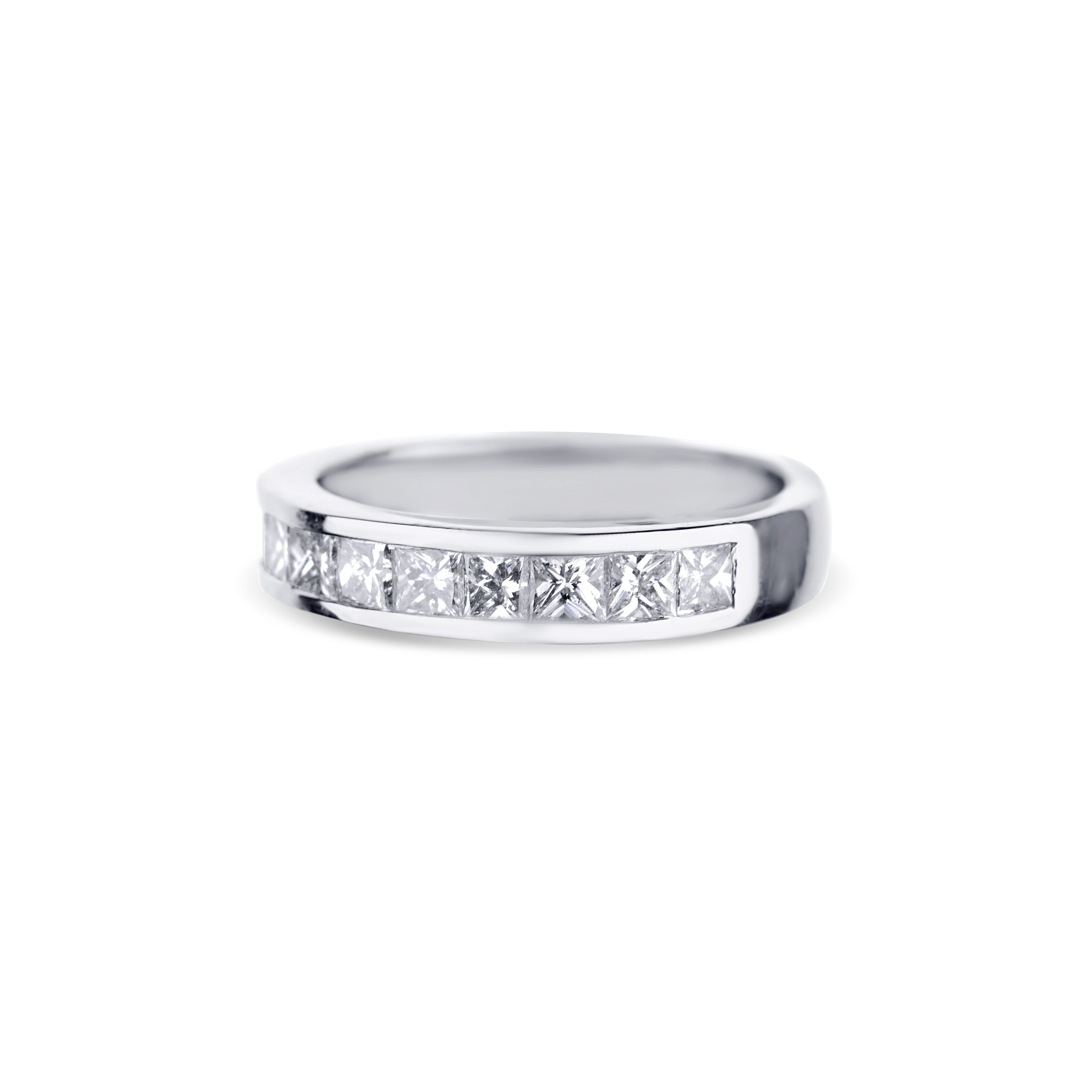 Platinum Princess Cut Diamond Channel Wedding Band