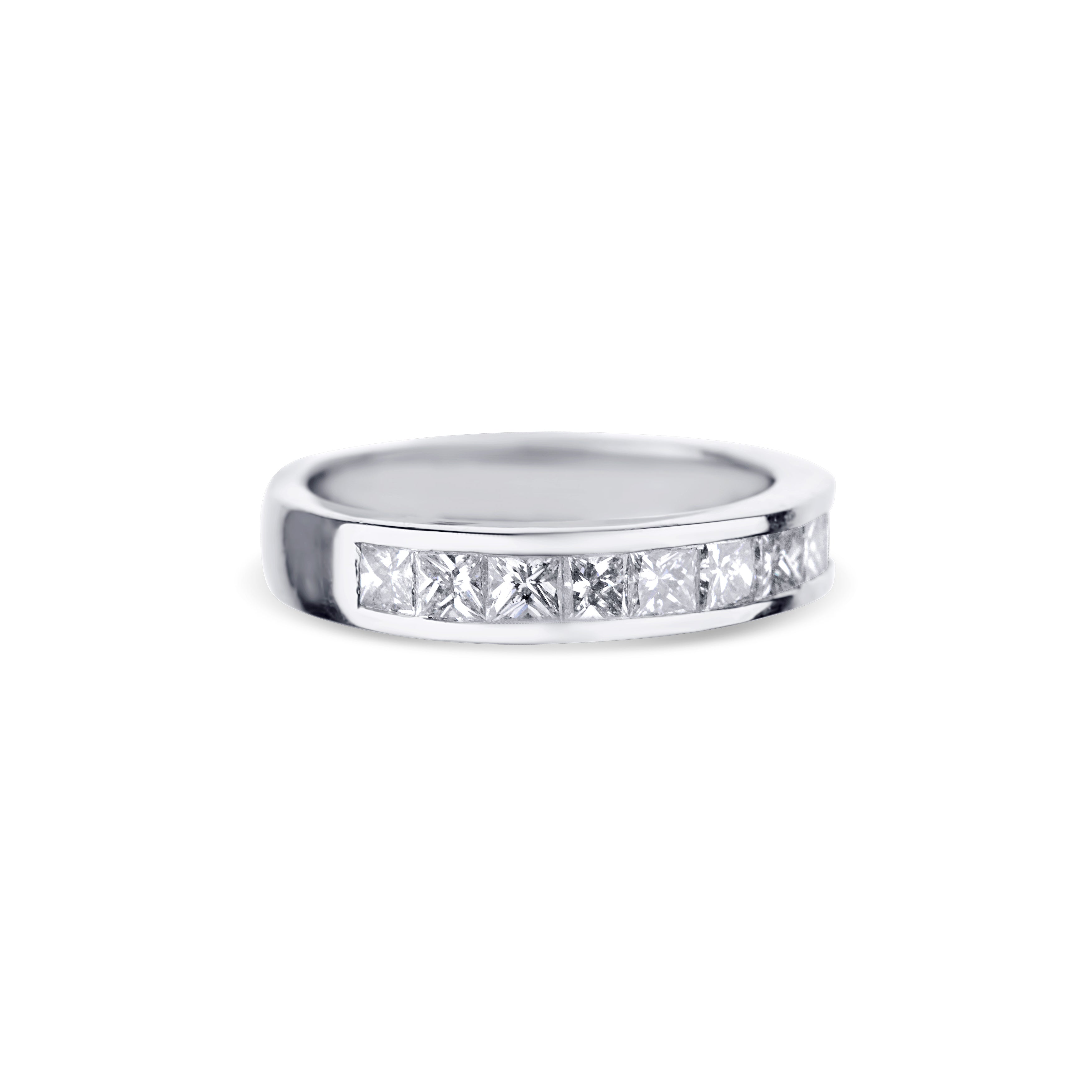 Platinum Princess Cut Diamond Channel Wedding Band
