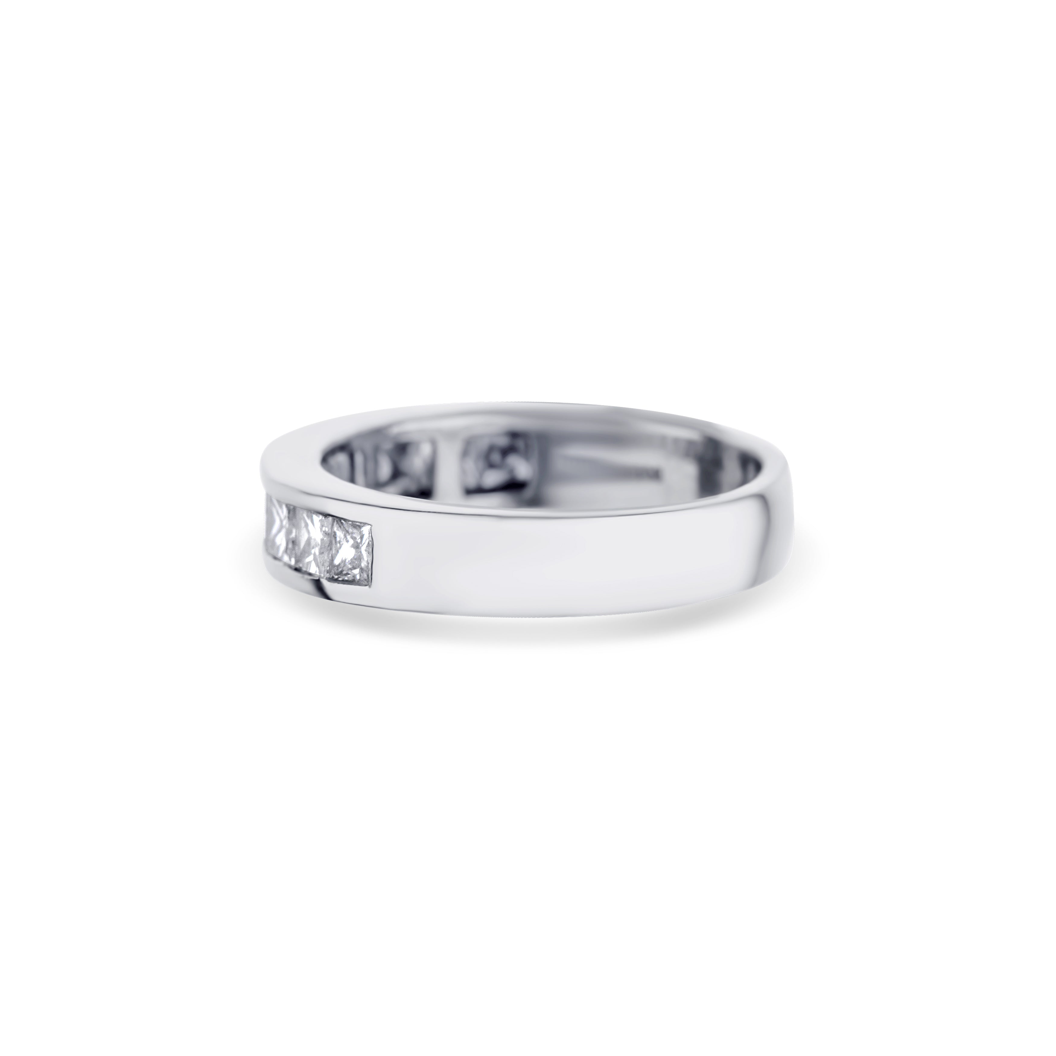 Platinum Princess Cut Diamond Channel Wedding Band