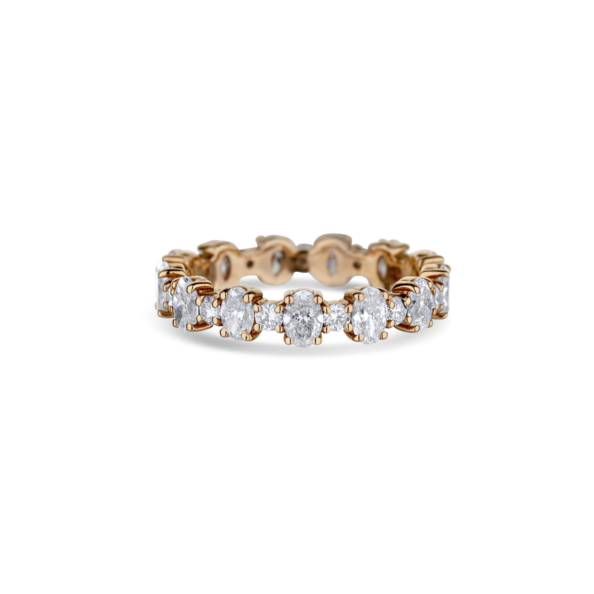14K Rose Gold Oval And Round Diamond Eternity Band