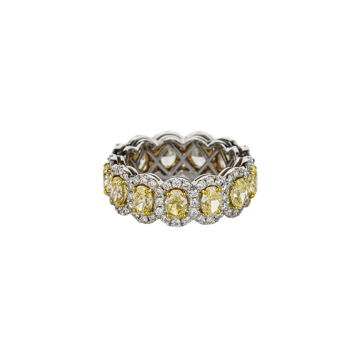 Oval-Cut Fancy Yellow And White Diamond Eternity Band