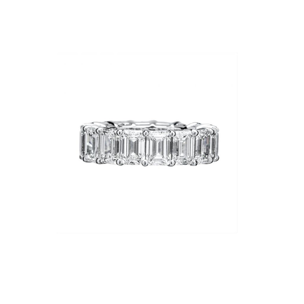 Platinum Emerald Cut Diamond Eternity Band 12.74Ctw G-H Vs2
