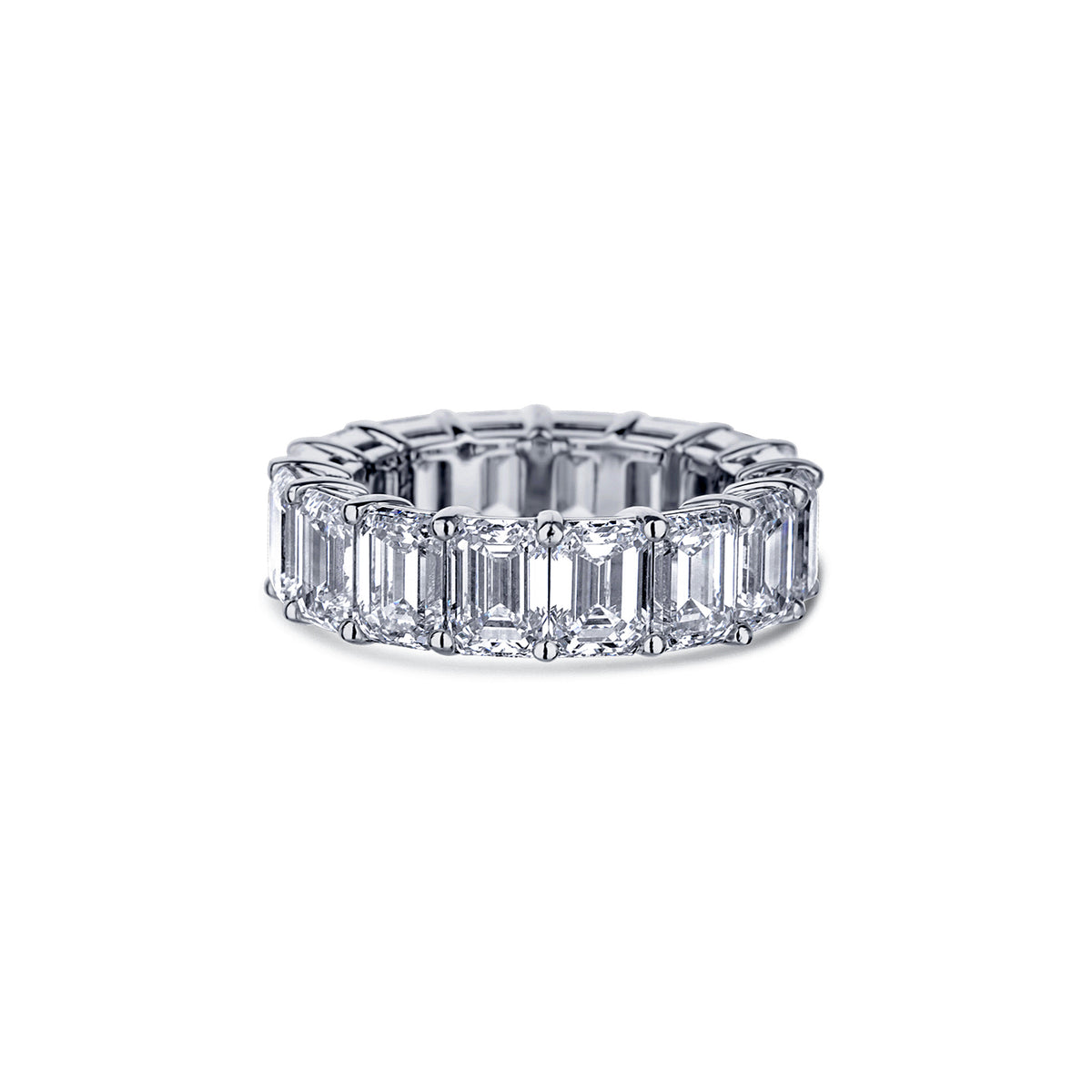 Platinum Emerald Cut Diamond Eternity Band 12.74Ctw G-H Vs2
