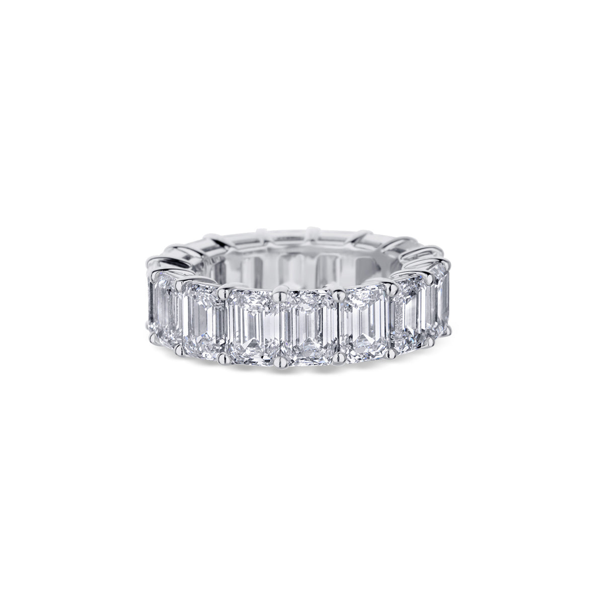 Platinum Emerald Cut Diamond Eternity Band 12.74Ctw G-H Vs2