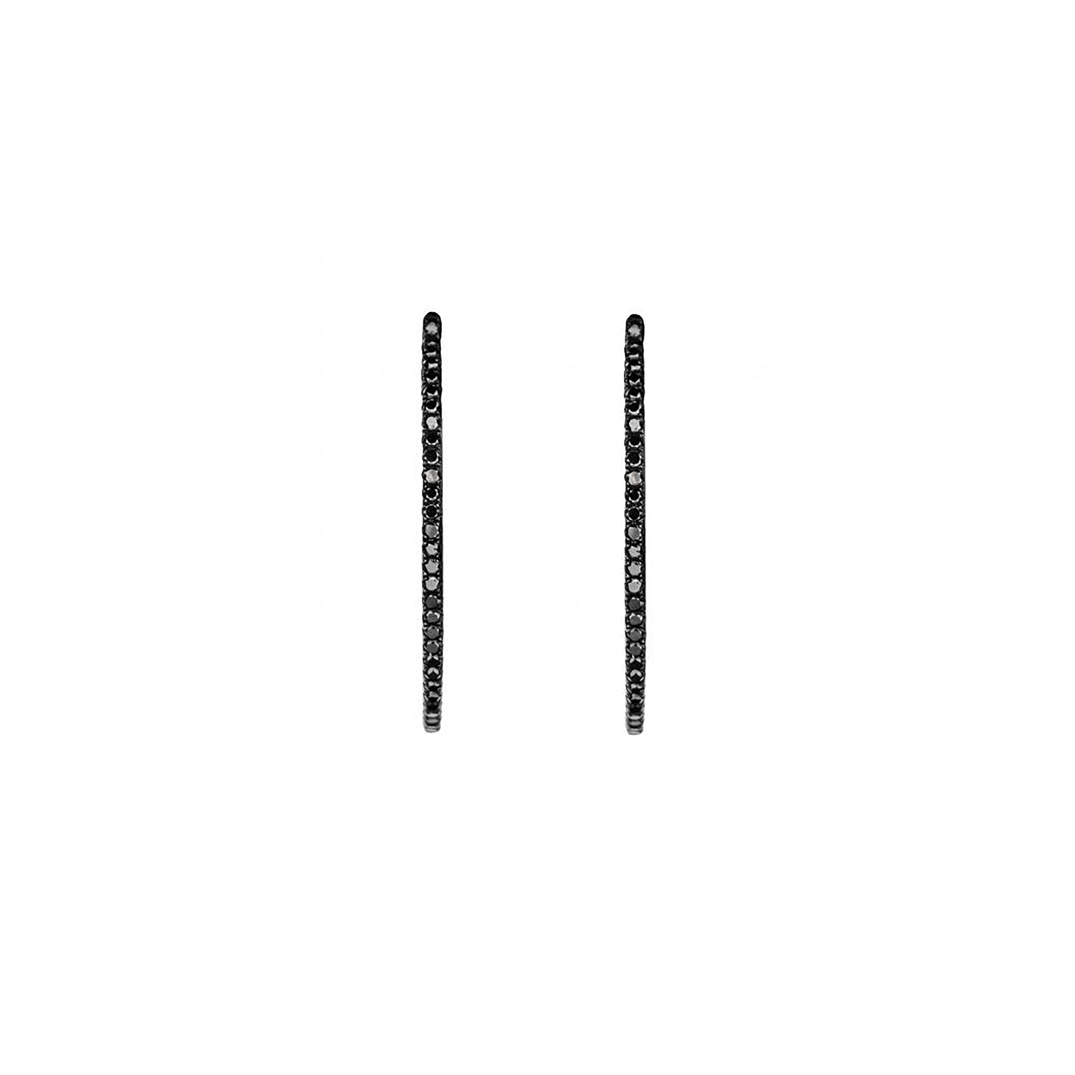 Black Rhodium-Plated 14K White Gold Black Diamond Large Inside-Outside Hoops