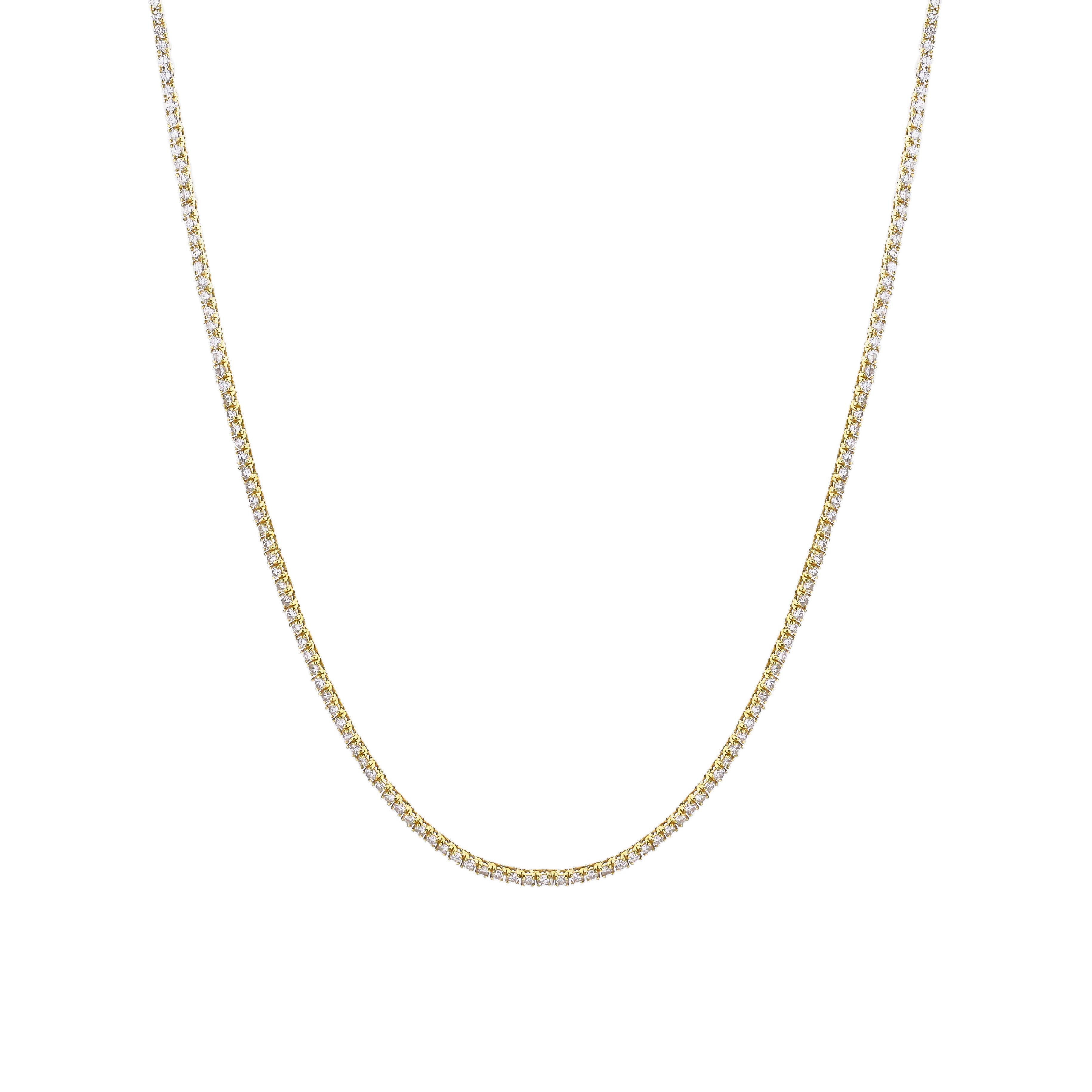18K Yellow Gold Diamond Tennis Necklace