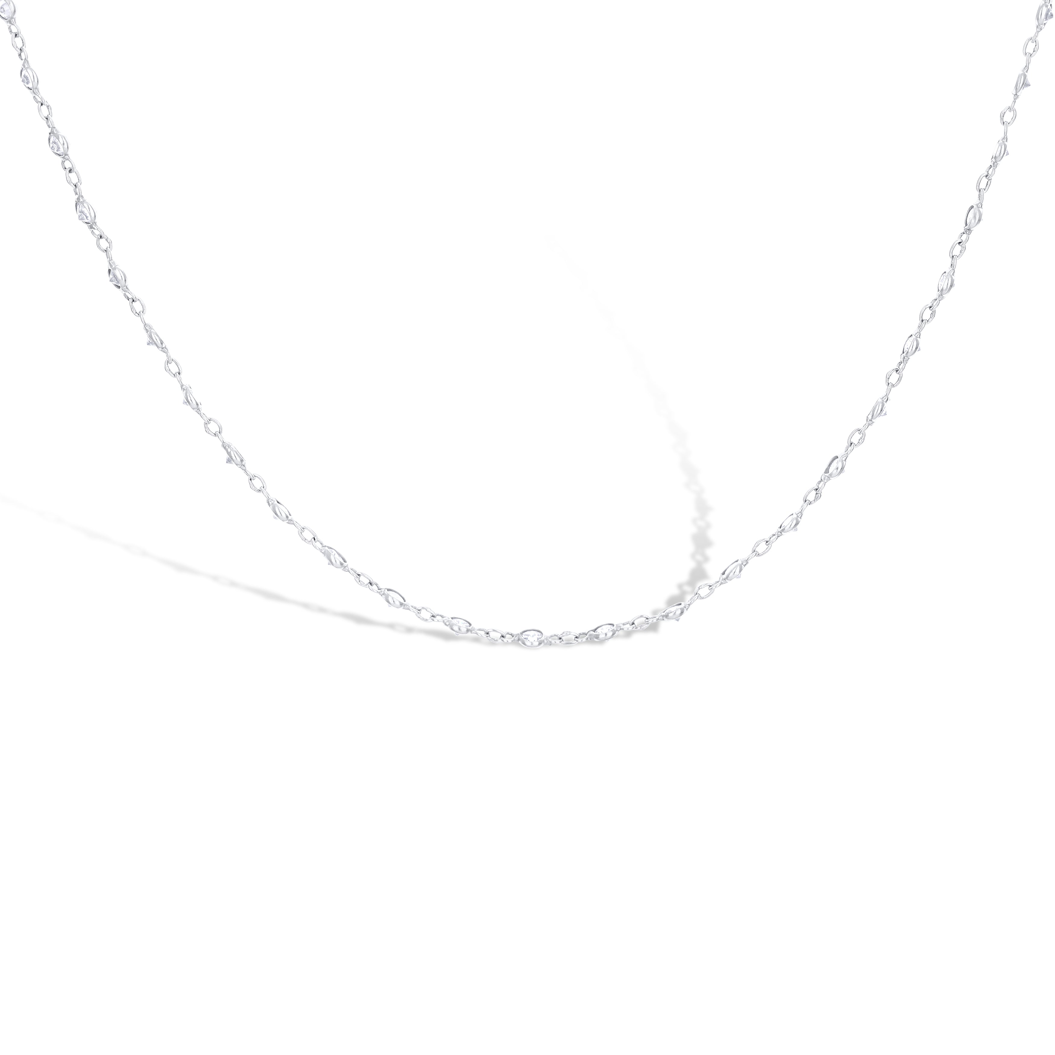 18K White Gold 16" Diamond By The Yard Round Diamond 2.5Ctw