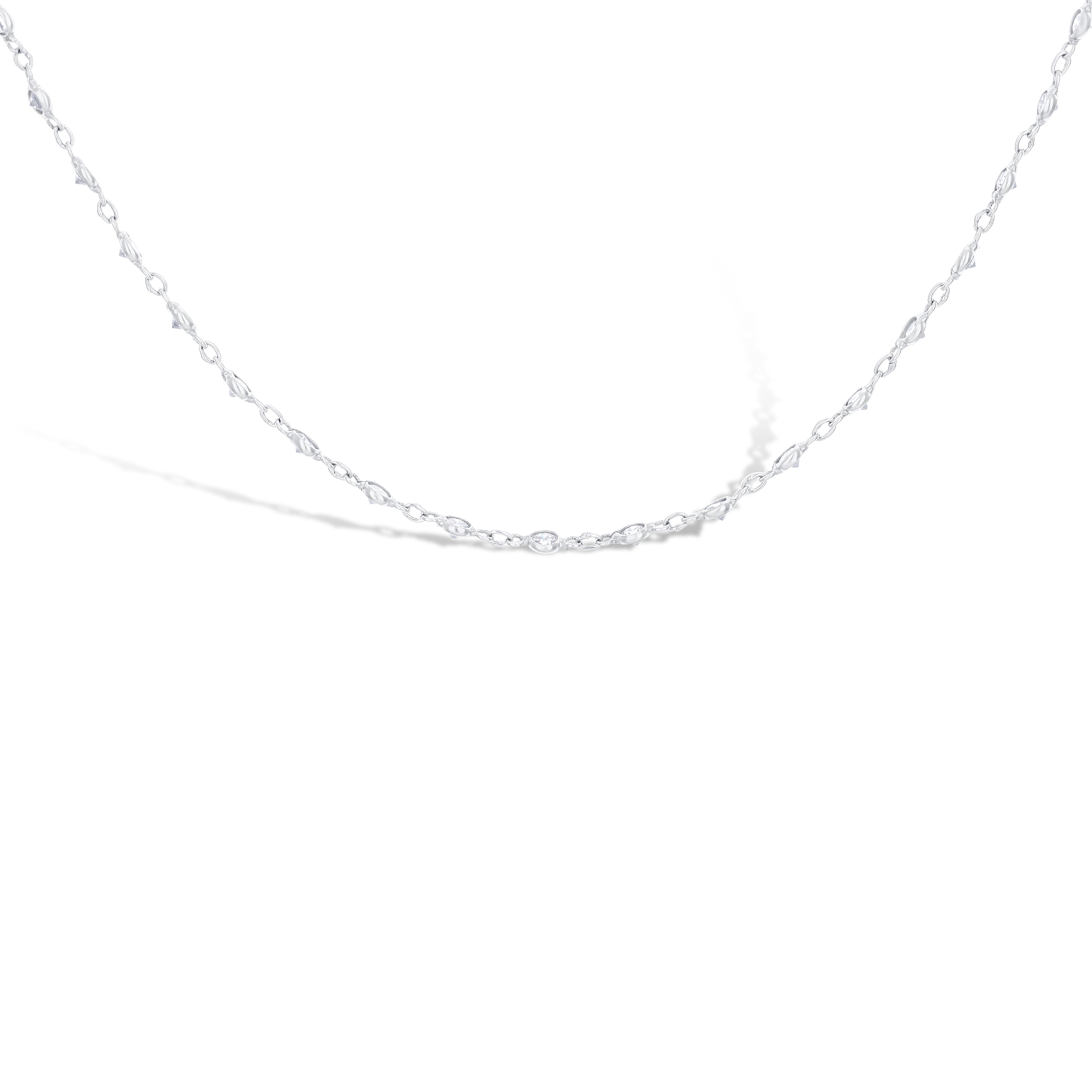 18K White Gold 16" Diamond By The Yard Round Diamond 2.5Ctw