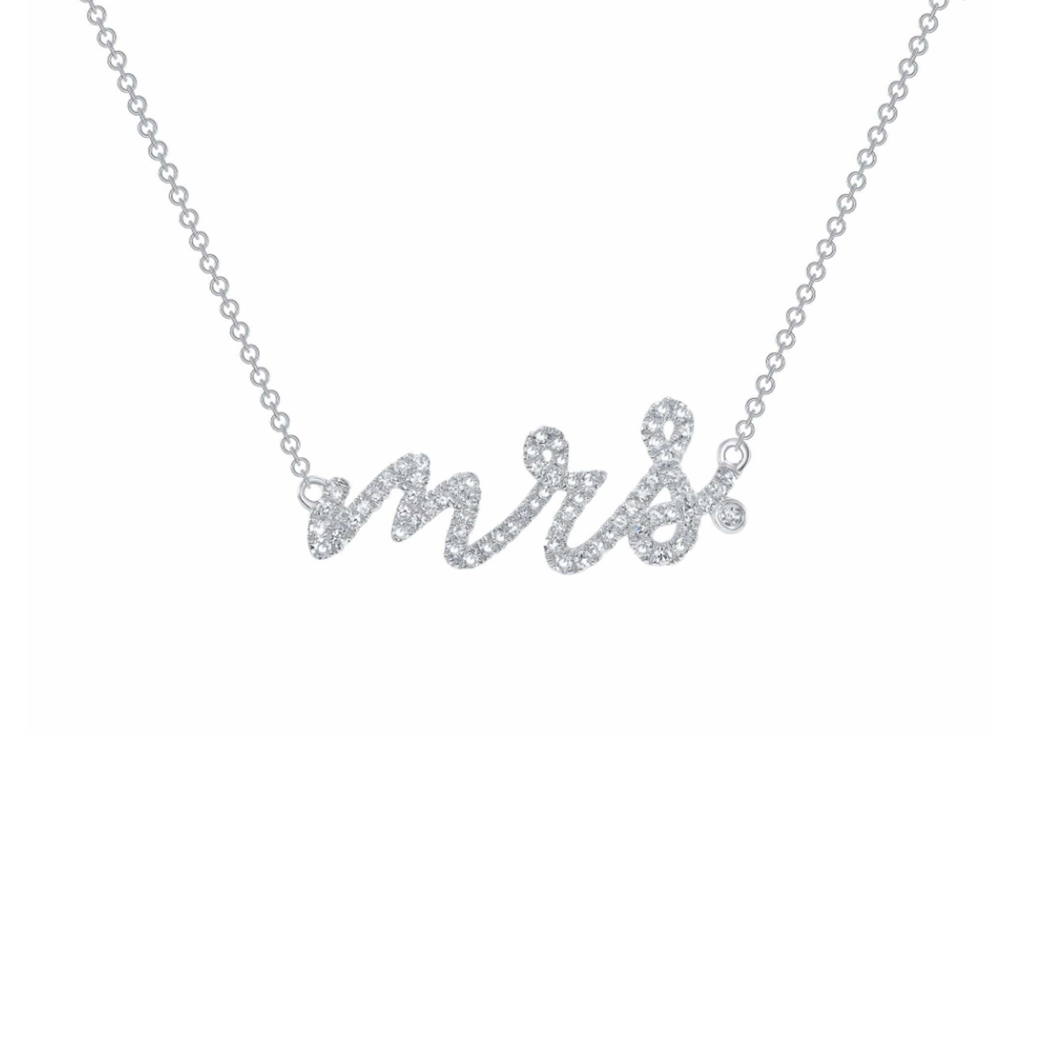 14K White Gold Mrs Monogram Necklace