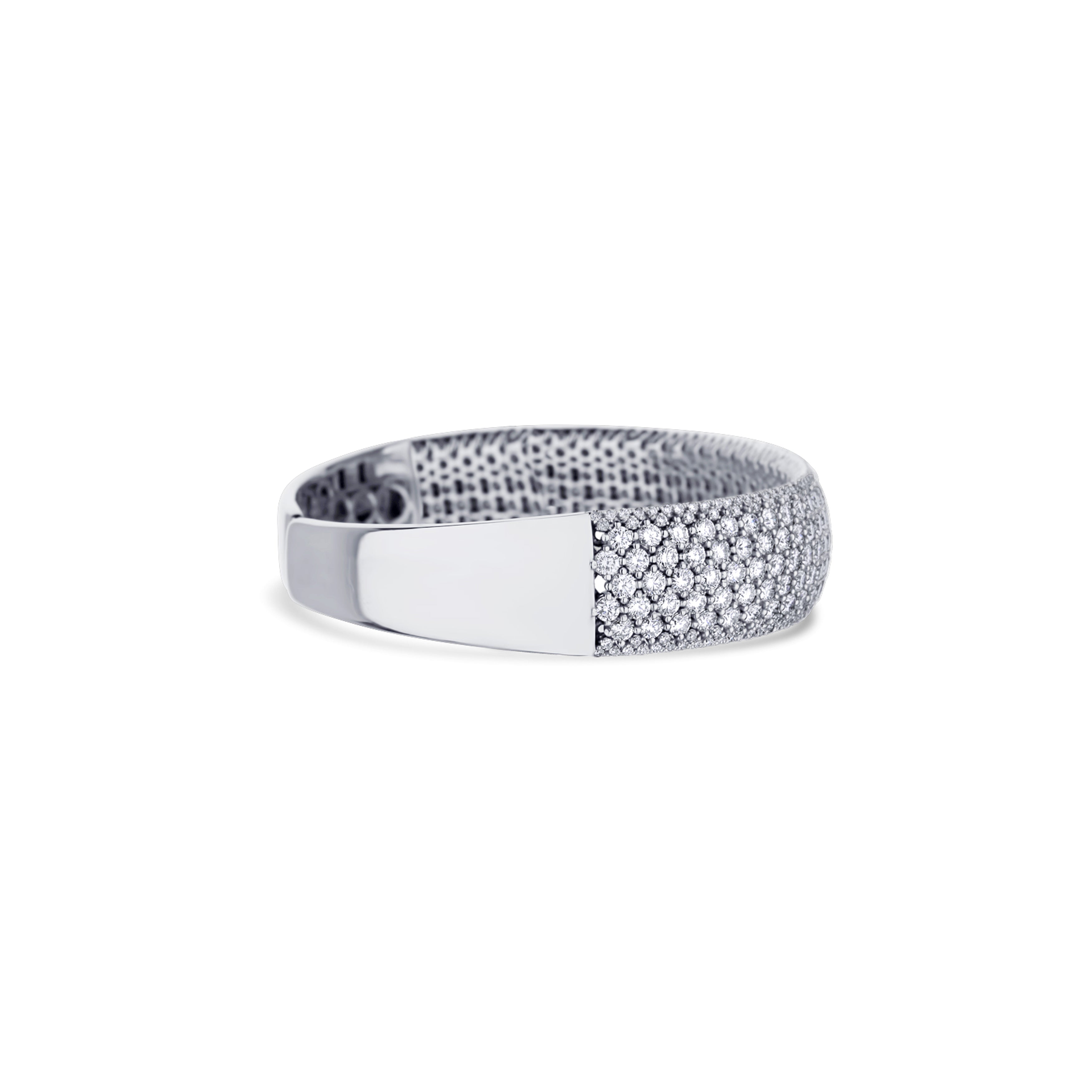 18K White Gold 5-Row Pave Diamond Cuff Bracelet