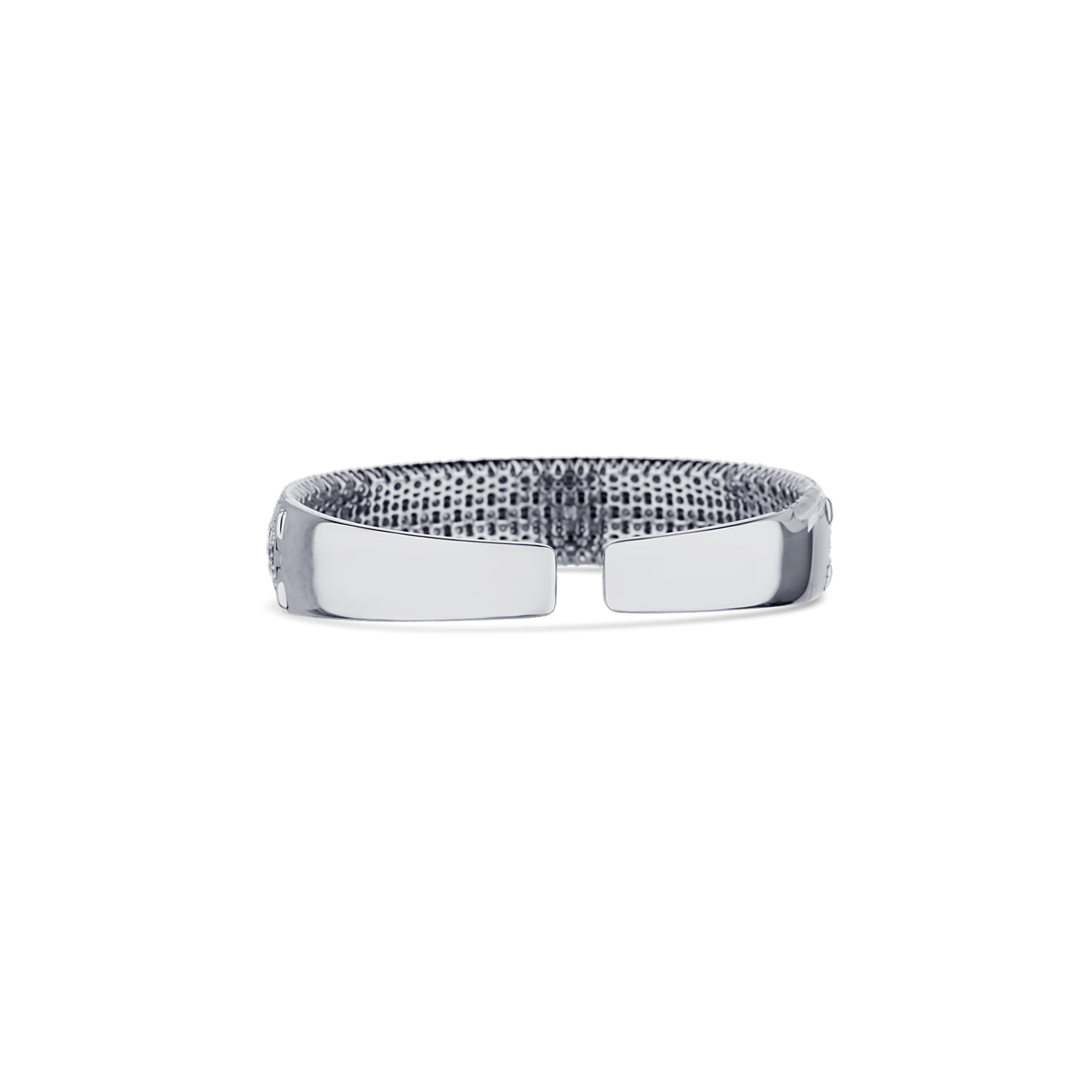 18K White Gold 5-Row Pave Diamond Cuff Bracelet