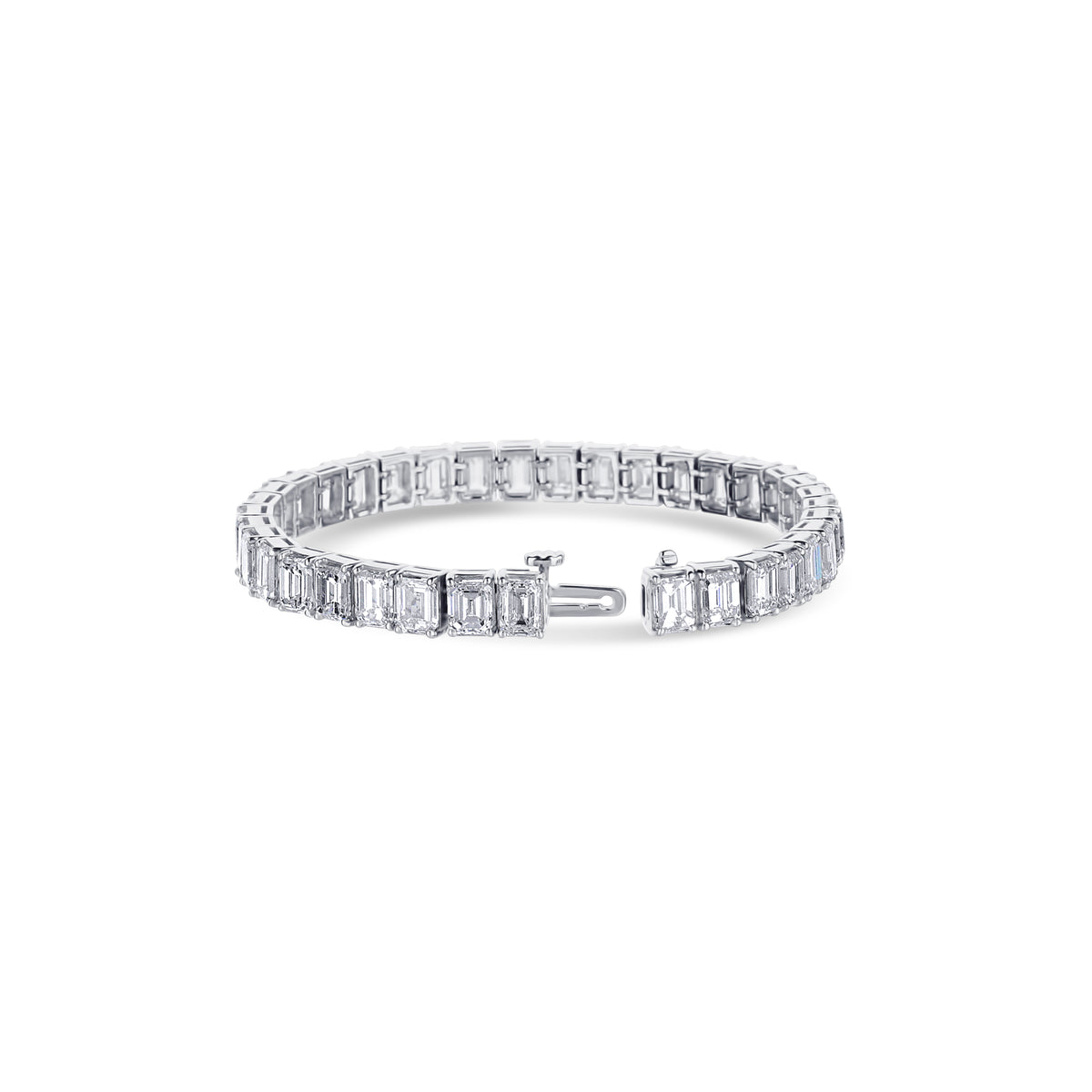 36 Emerald Diamond Cut Diamond Tennis Bracelet