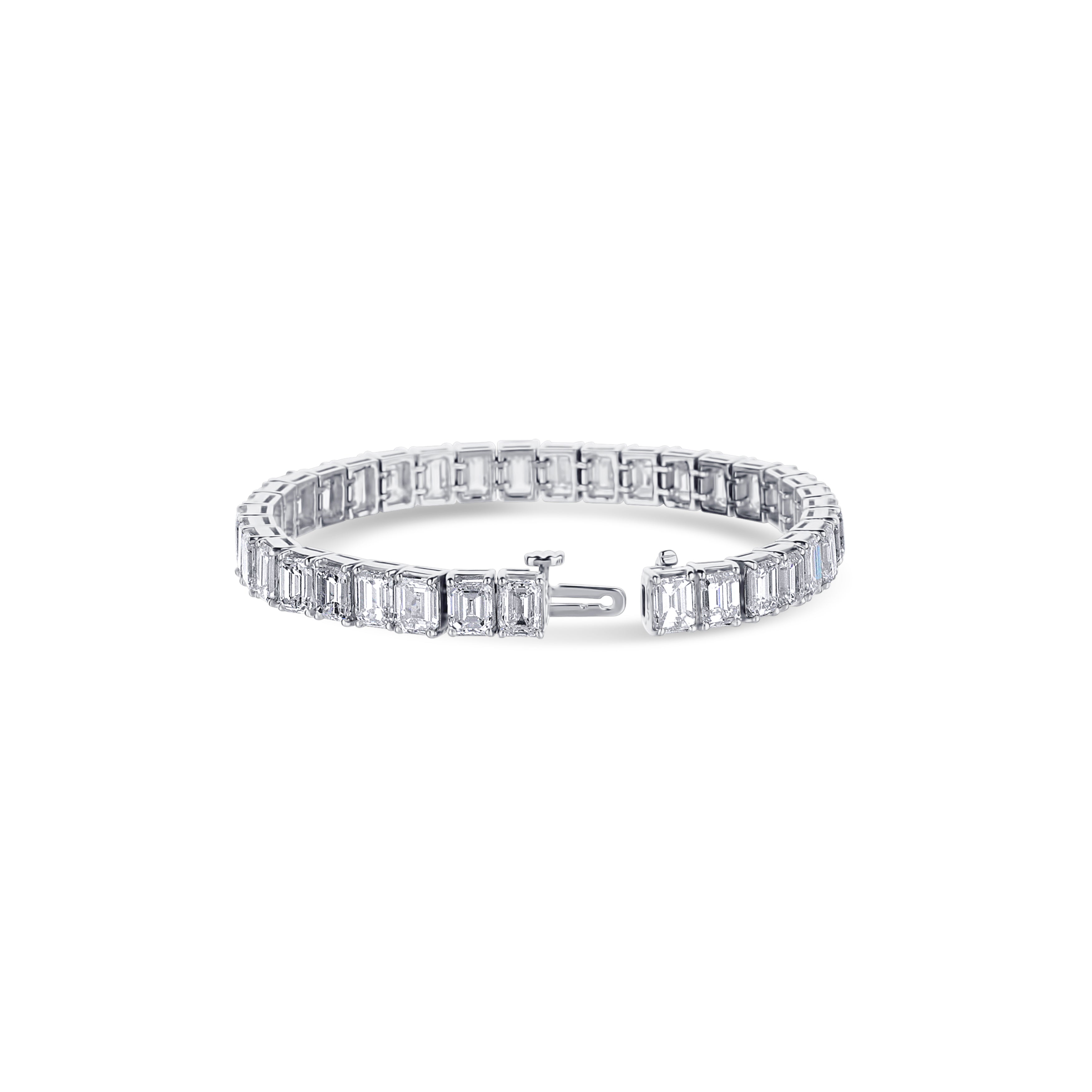 36 Emerald Diamond Cut Diamond Tennis Bracelet