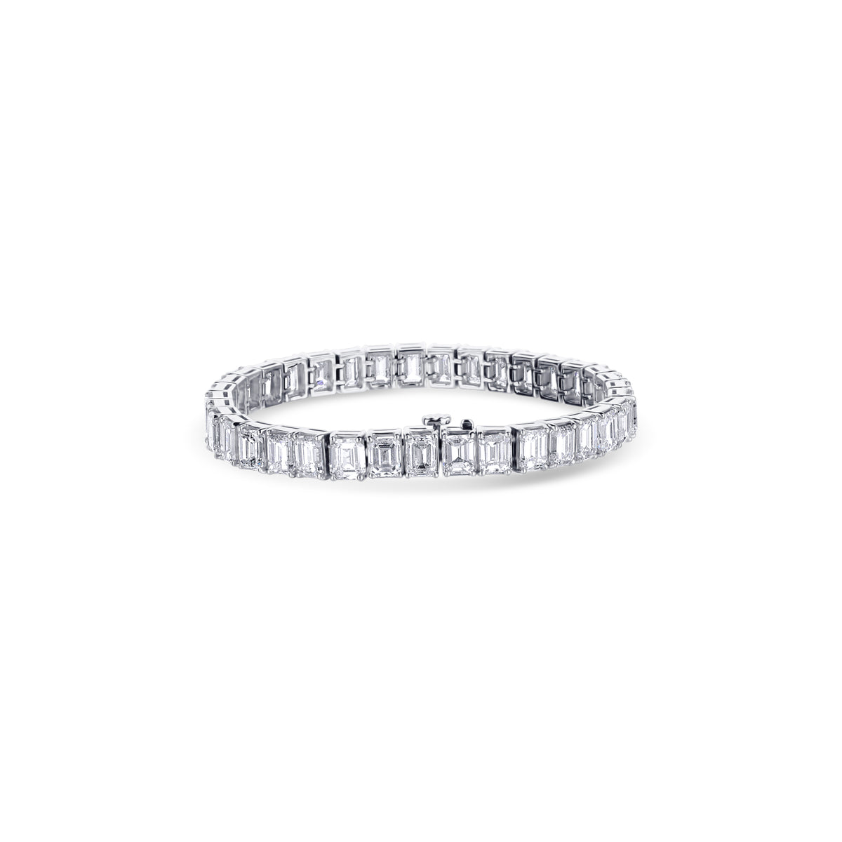 36 Emerald Diamond Cut Diamond Tennis Bracelet