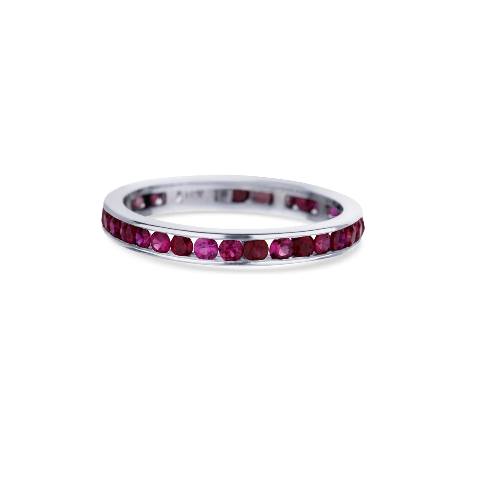 Platinum Princess-Cut Ruby Channel Eternity Band
