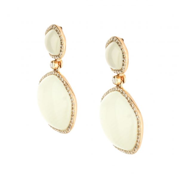 14K Rose Gold Carbonate Drop Diamond Halo Earrings