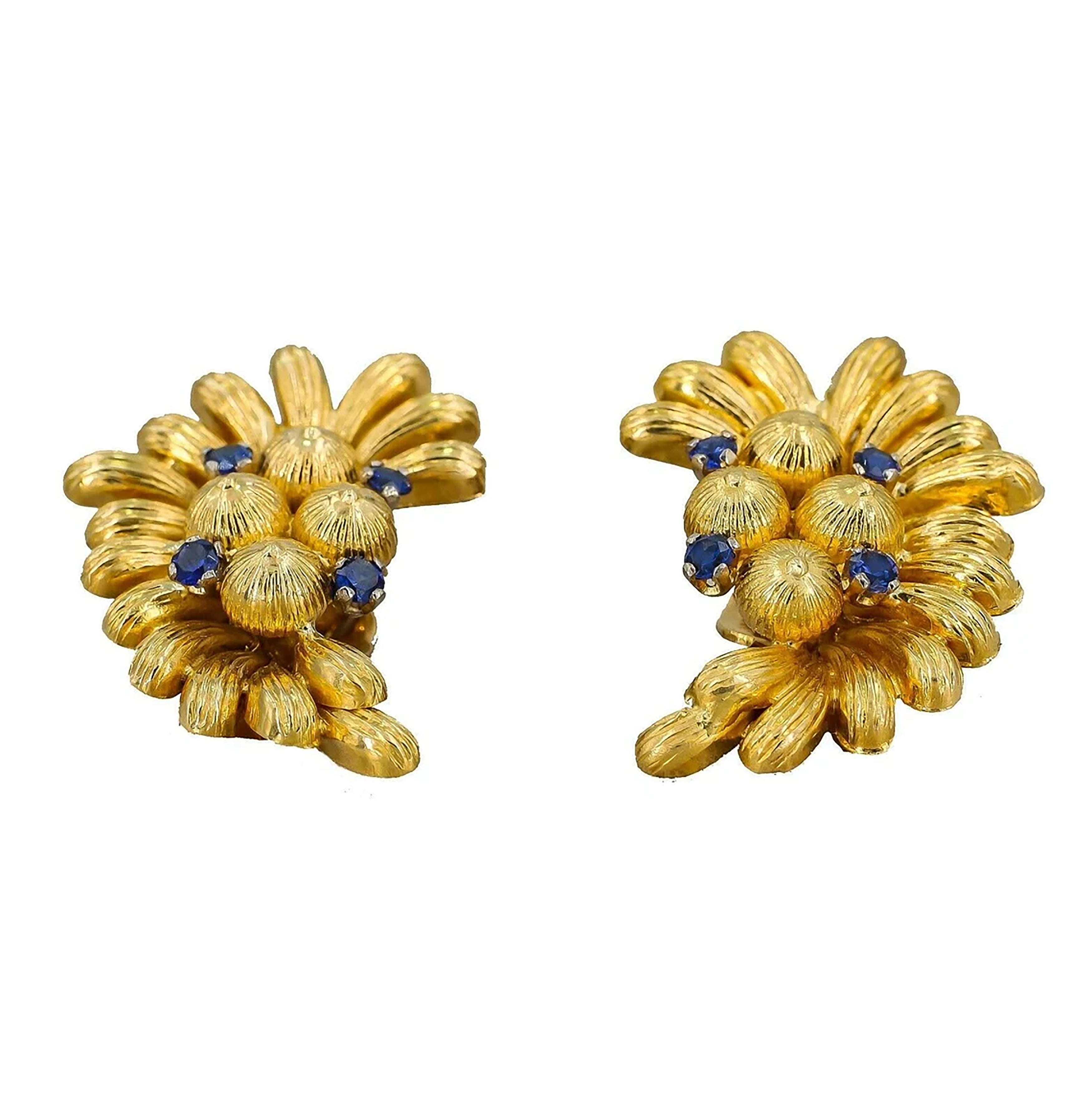 Sapphire Fan Clip On Earrings