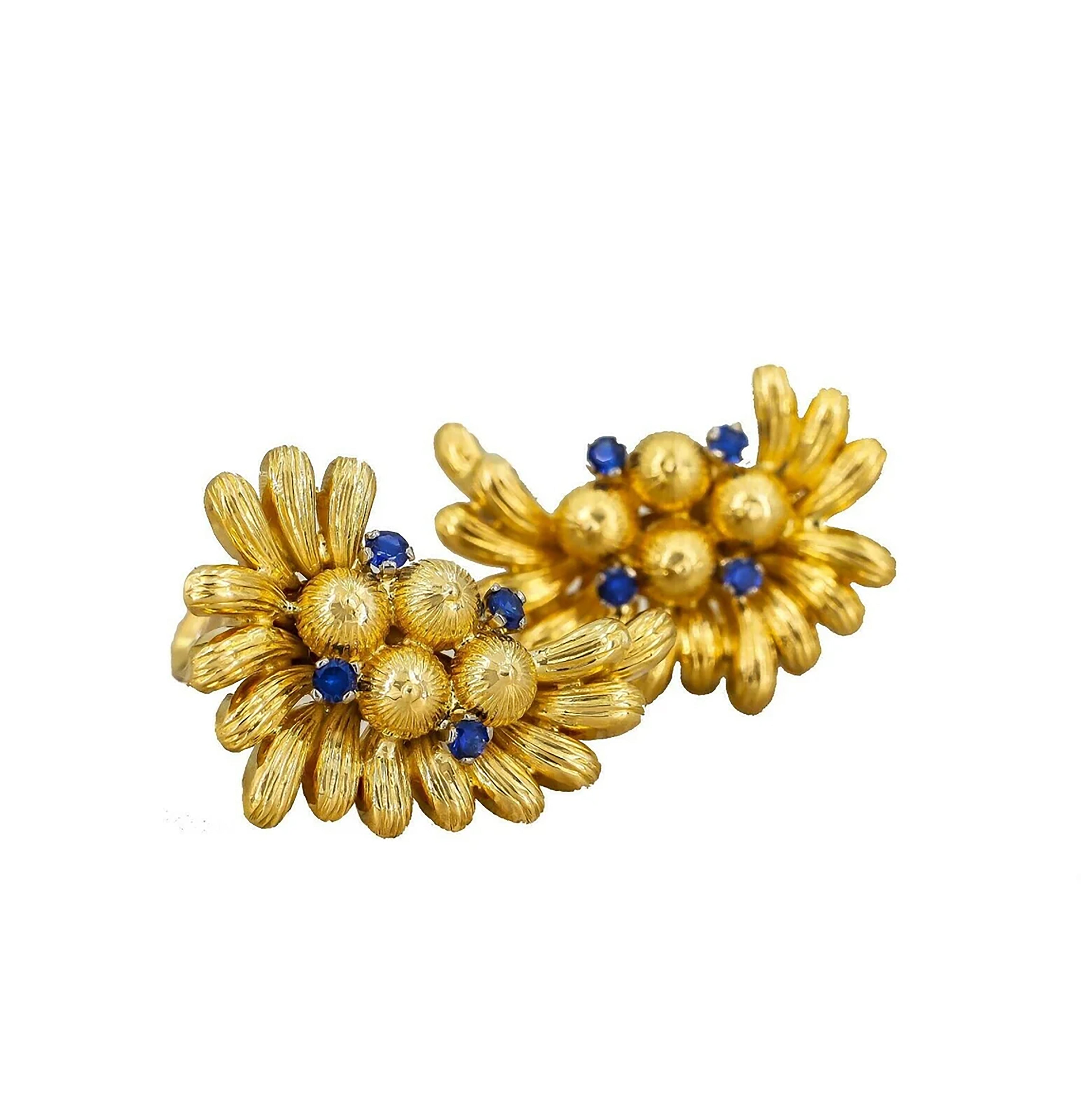 Sapphire Fan Clip On Earrings