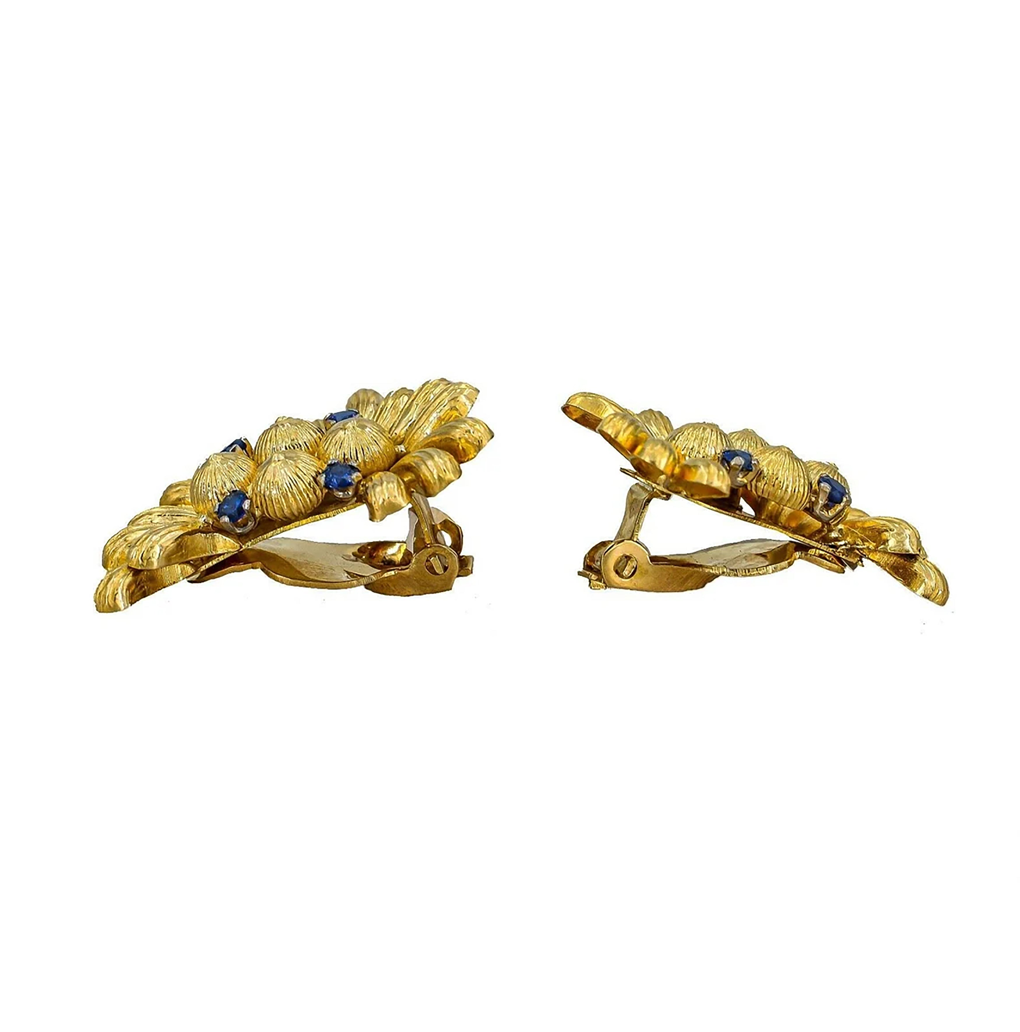 Sapphire Fan Clip On Earrings