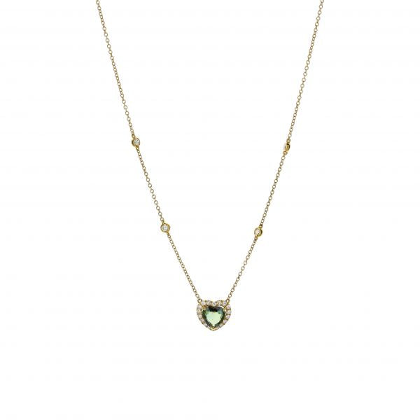 18kt yellow gold high quality green pendant necklace