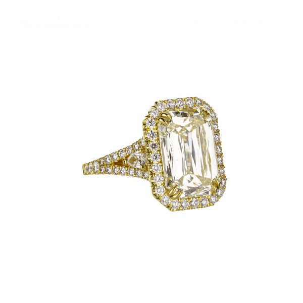 18K Yellow Gold Custom Scissor Cut Diamond Engagement Ring