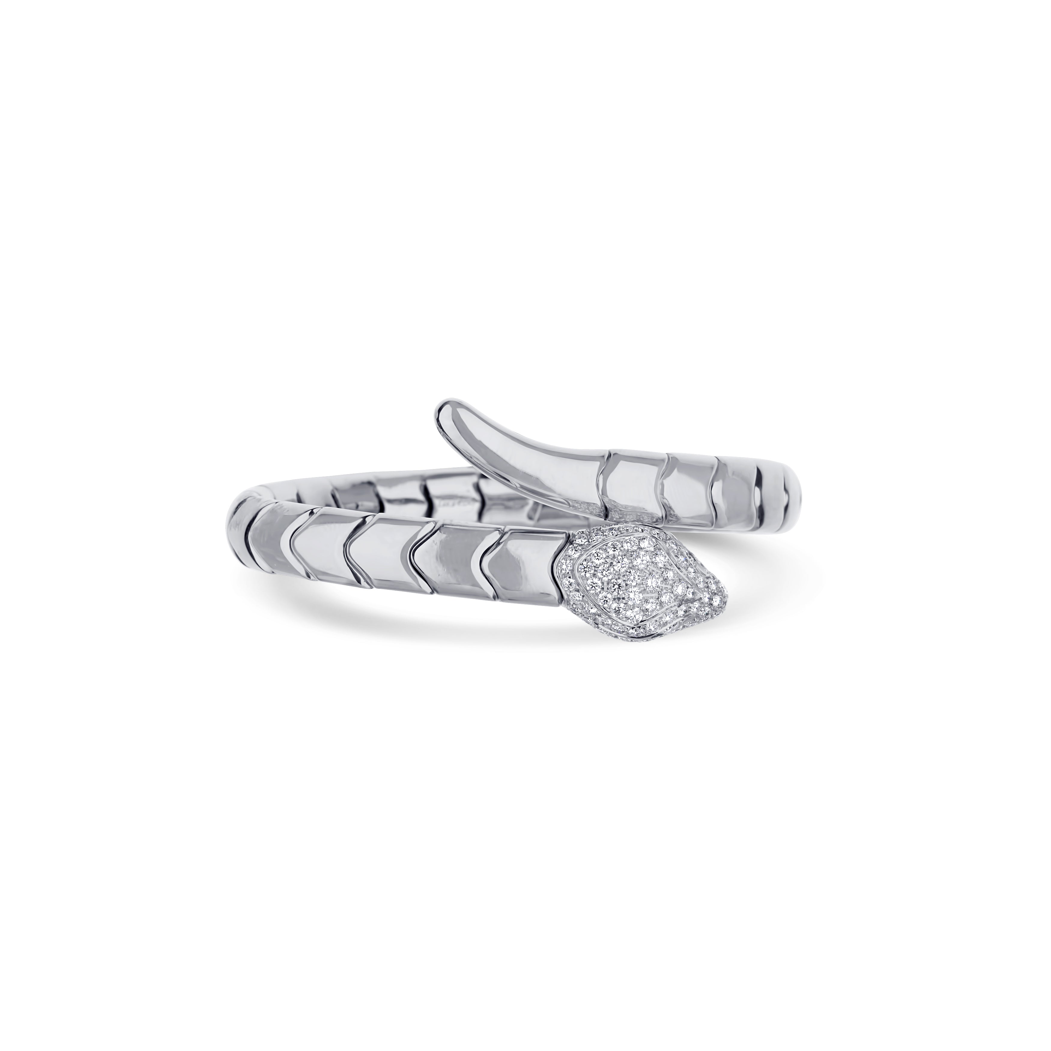 Leo Pizzo 18K White Gold Diamond Snake Head Cuff