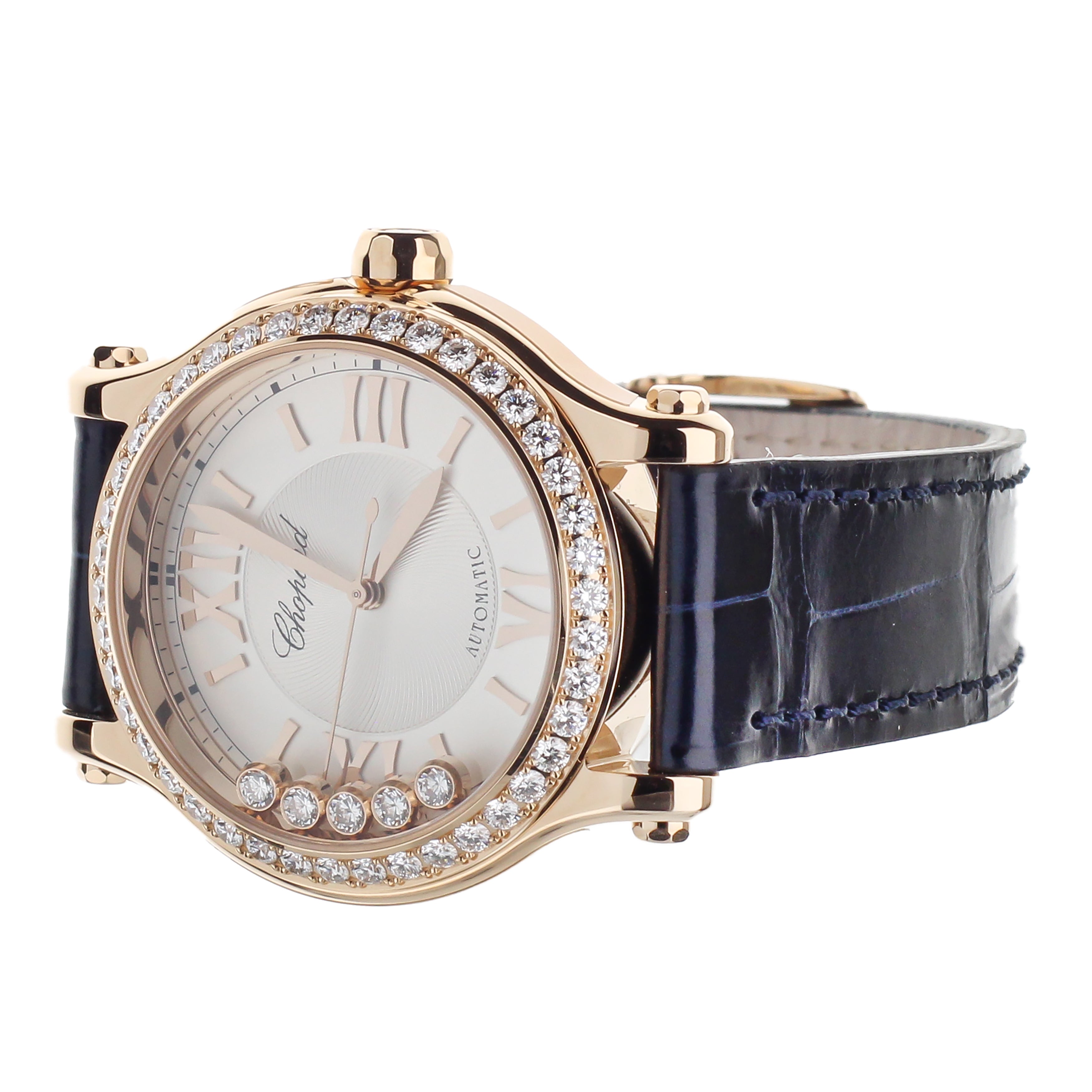 Chopard Happy Sport Rose Gold Diamond Bezel 33mm 275378-5003 Full Set