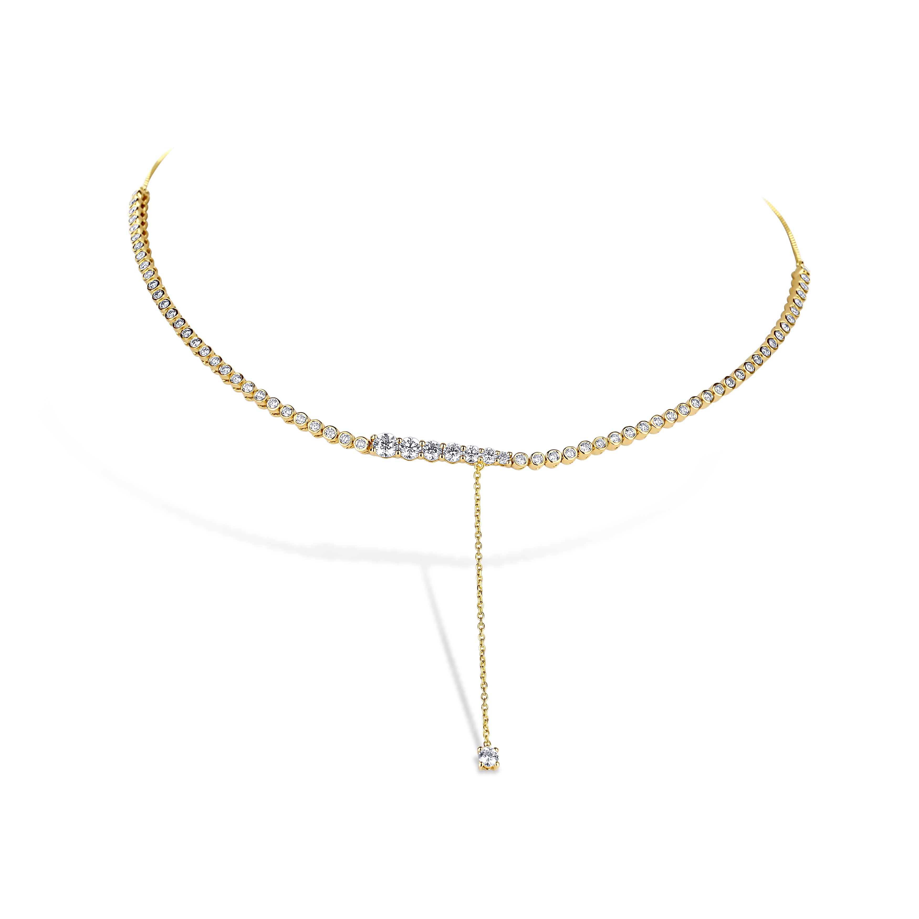 18K Yellow Gold Diamond Tennis Choker 1.98Ctw