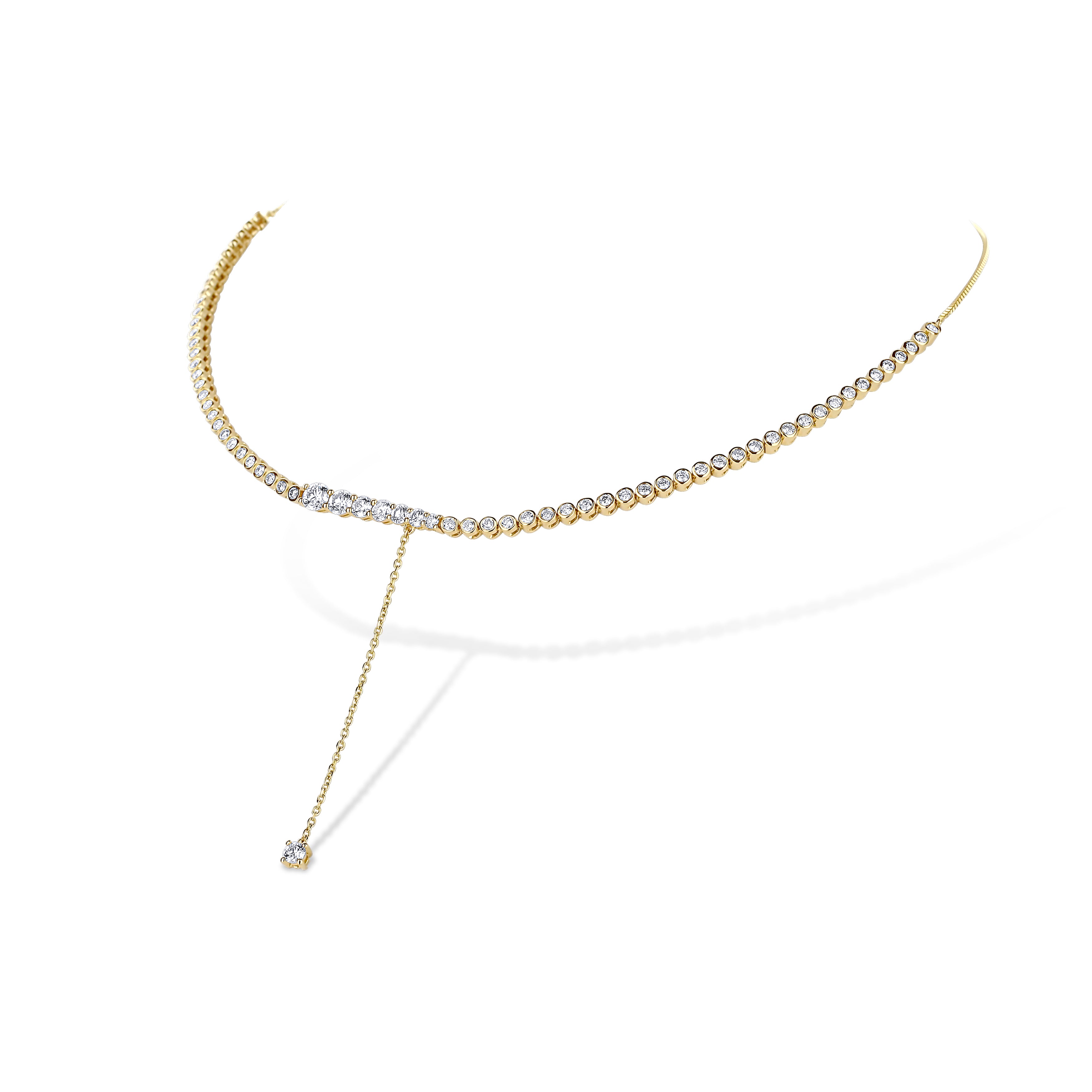 18K Yellow Gold Diamond Tennis Choker 1.98Ctw