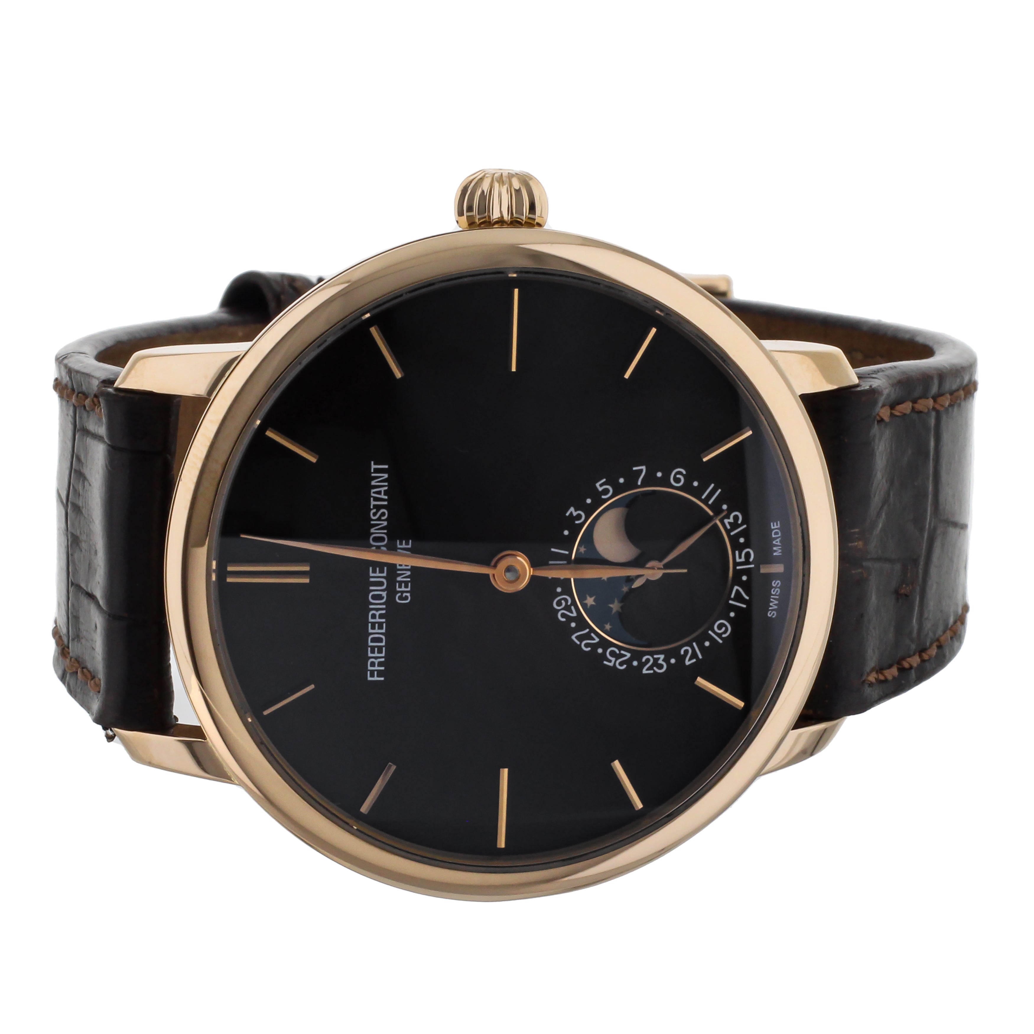 Frederique Constant Slimline Moon Phase Rose Gold Alligator 42mm FC705X4S9