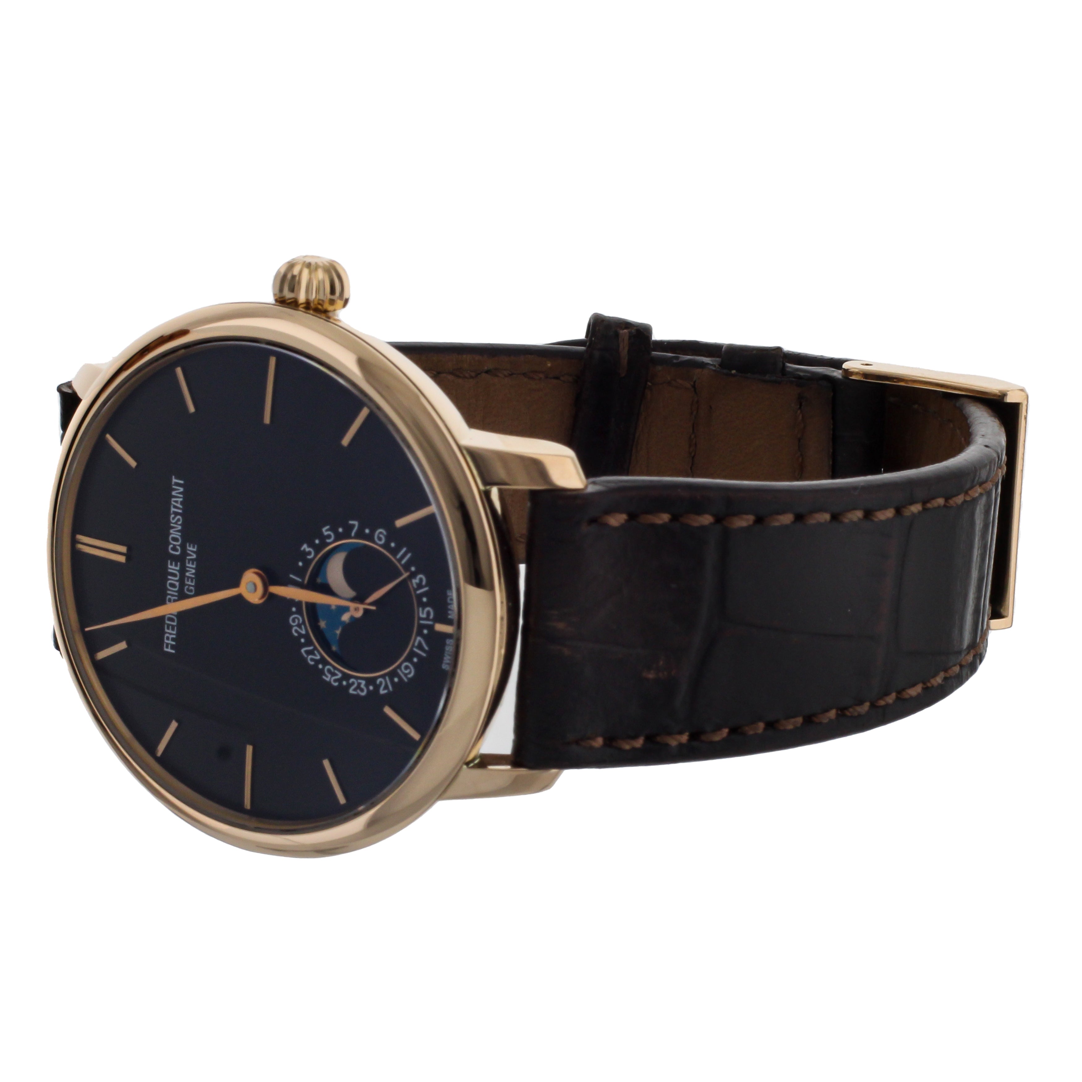 Frederique Constant Slimline Moon Phase Rose Gold Alligator 42mm FC705X4S9