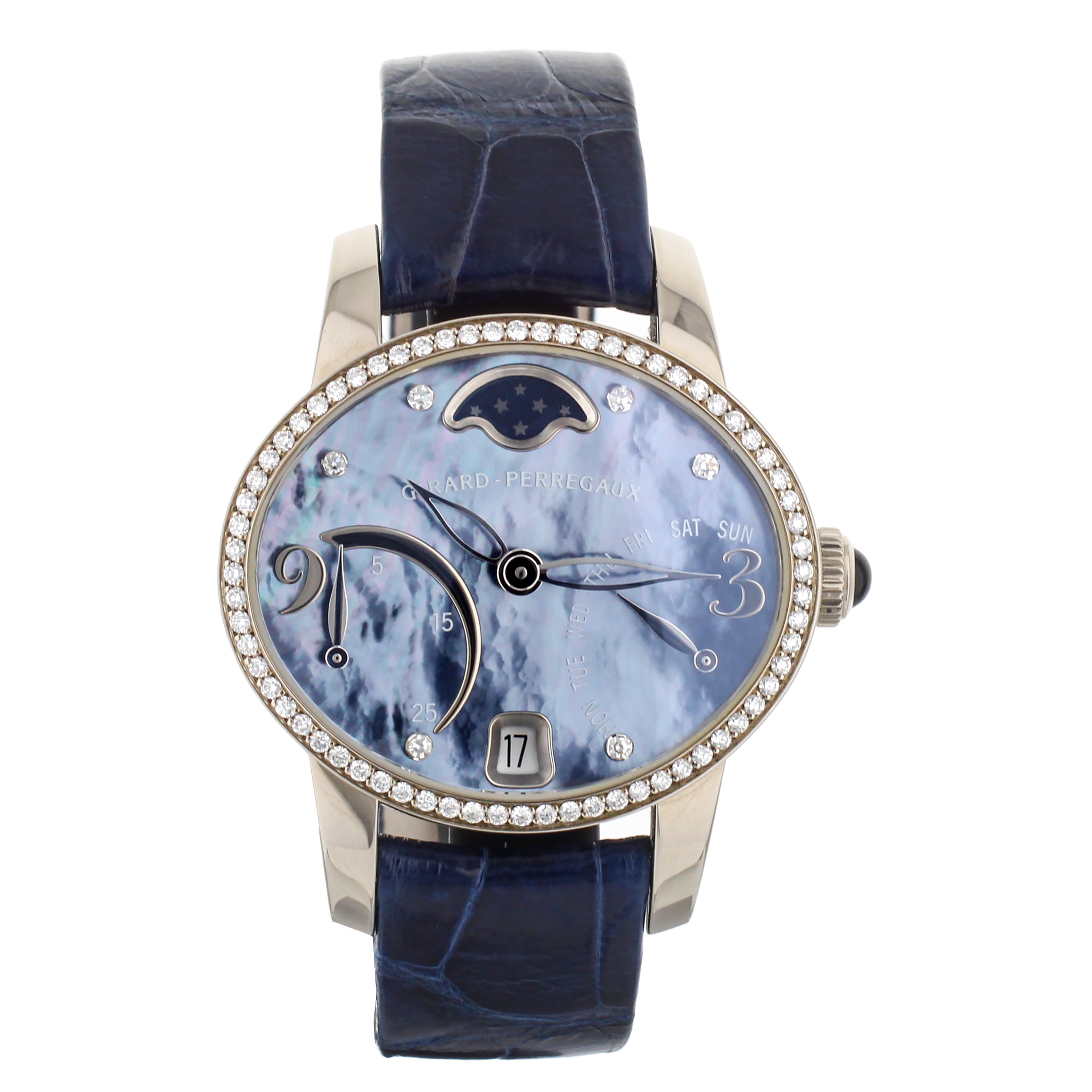 Girard Perregaux Cat's Eye Bi-Retrograde White Gold MOP 35x30mm 80485 Full Set