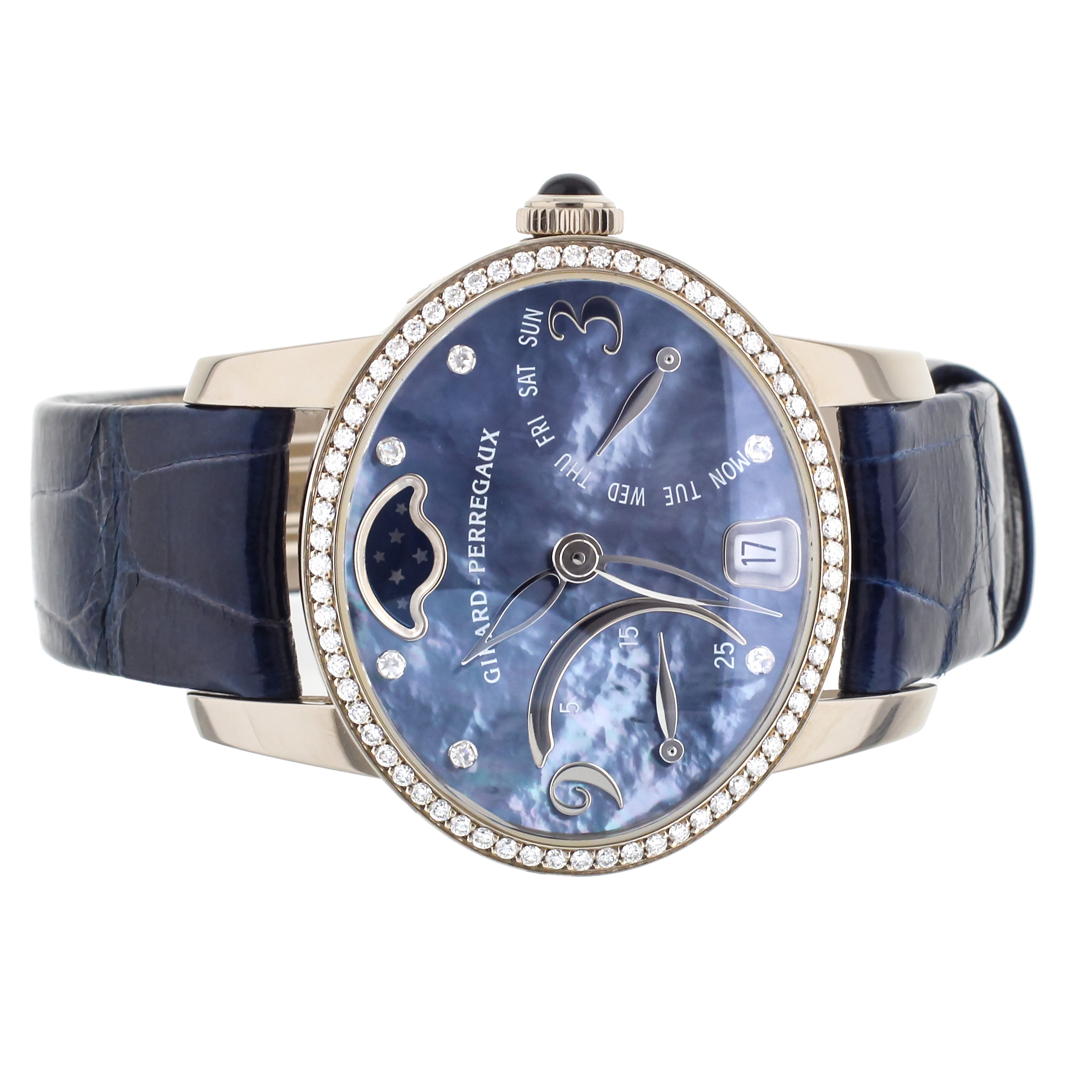 Girard Perregaux Cat's Eye Bi-Retrograde White Gold MOP 35x30mm 80485 Full Set