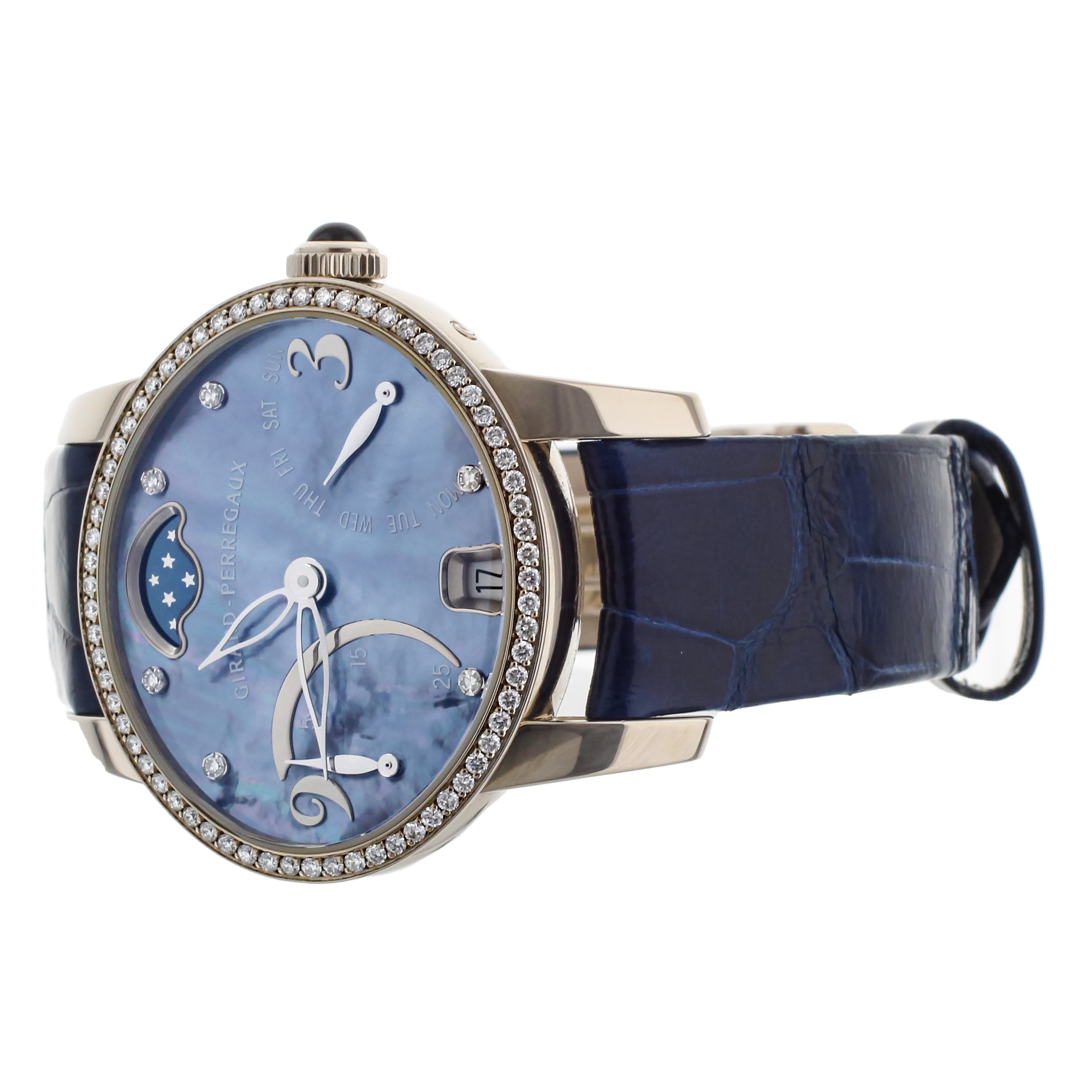 Girard Perregaux Cat's Eye Bi-Retrograde White Gold MOP 35x30mm 80485 Full Set