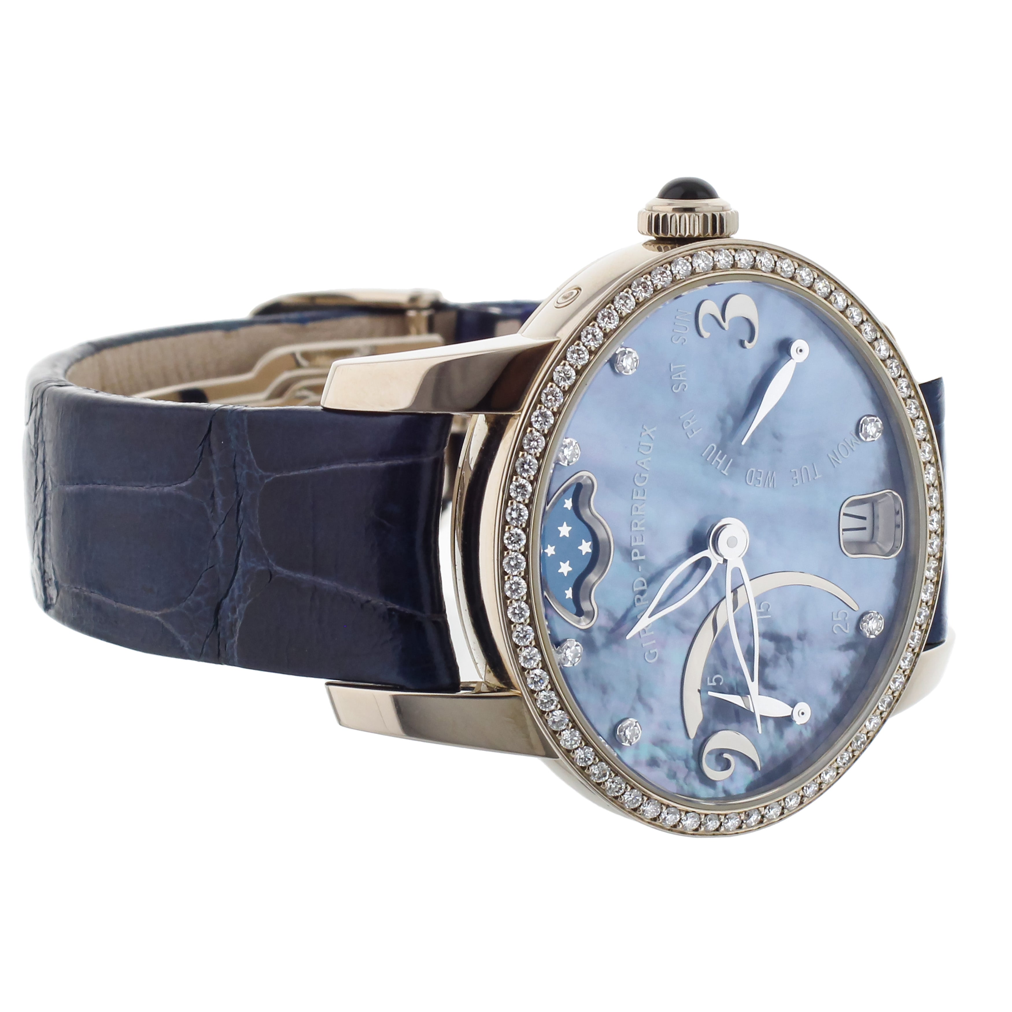 Girard Perregaux Cat's Eye Bi-Retrograde White Gold MOP 35x30mm 80485 Full Set