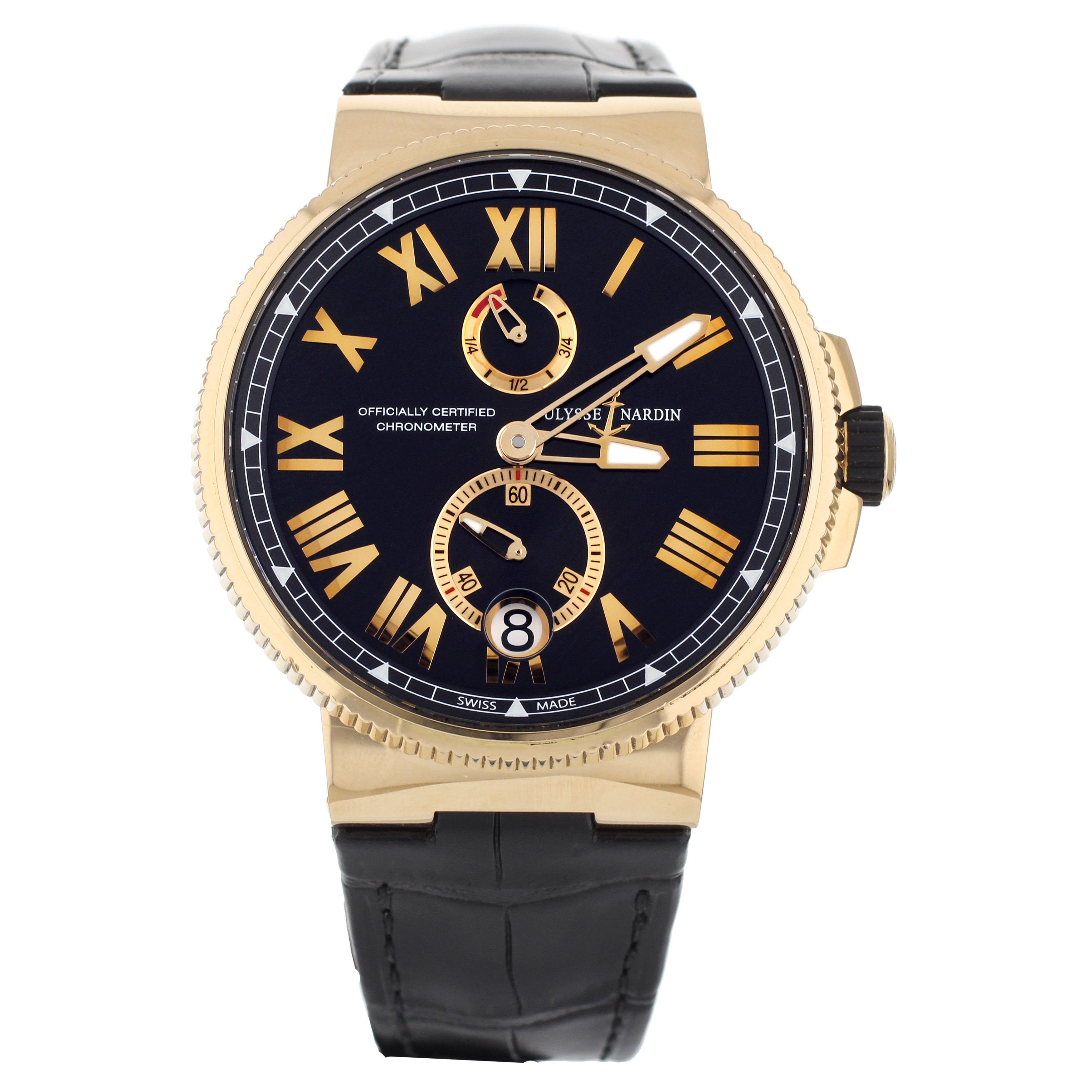 Ulysse Nardin Marine Chronometer Black Dial Gold 45MM 1186-122/42