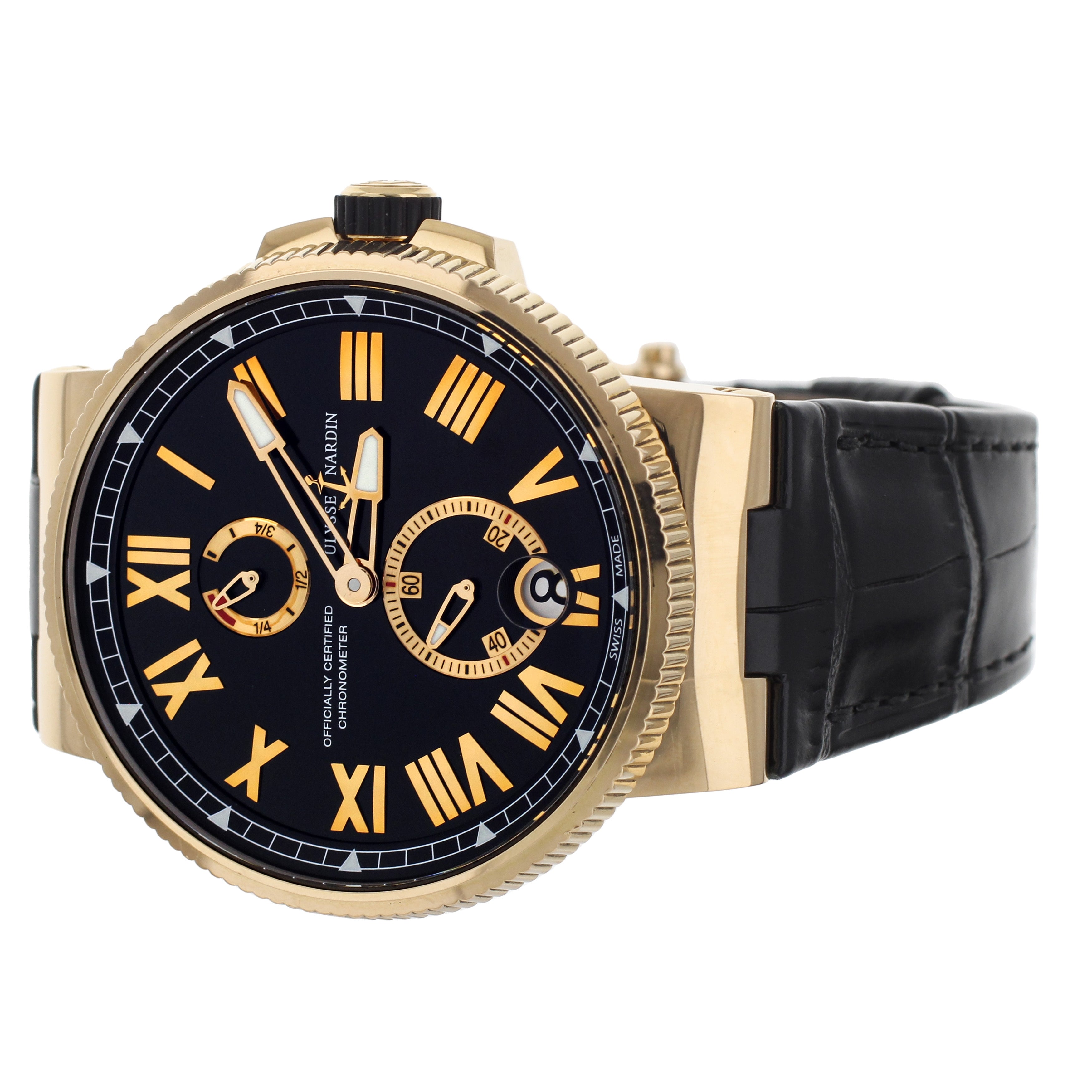 Ulysse Nardin Marine Chronometer Black Dial Gold 45MM 1186-122/42