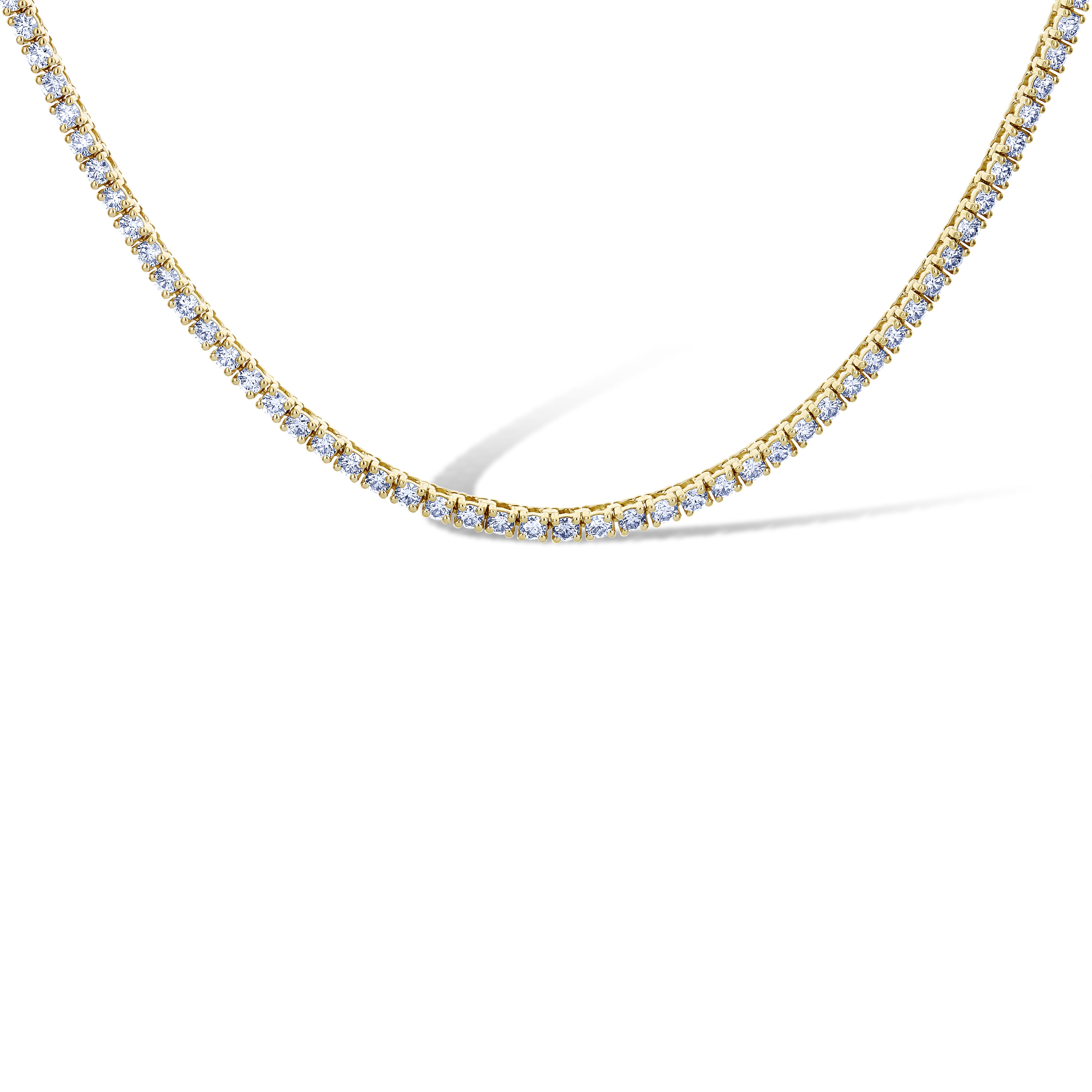 14K Yellow Gold Diamond Tennis Necklace Stones 17.5"