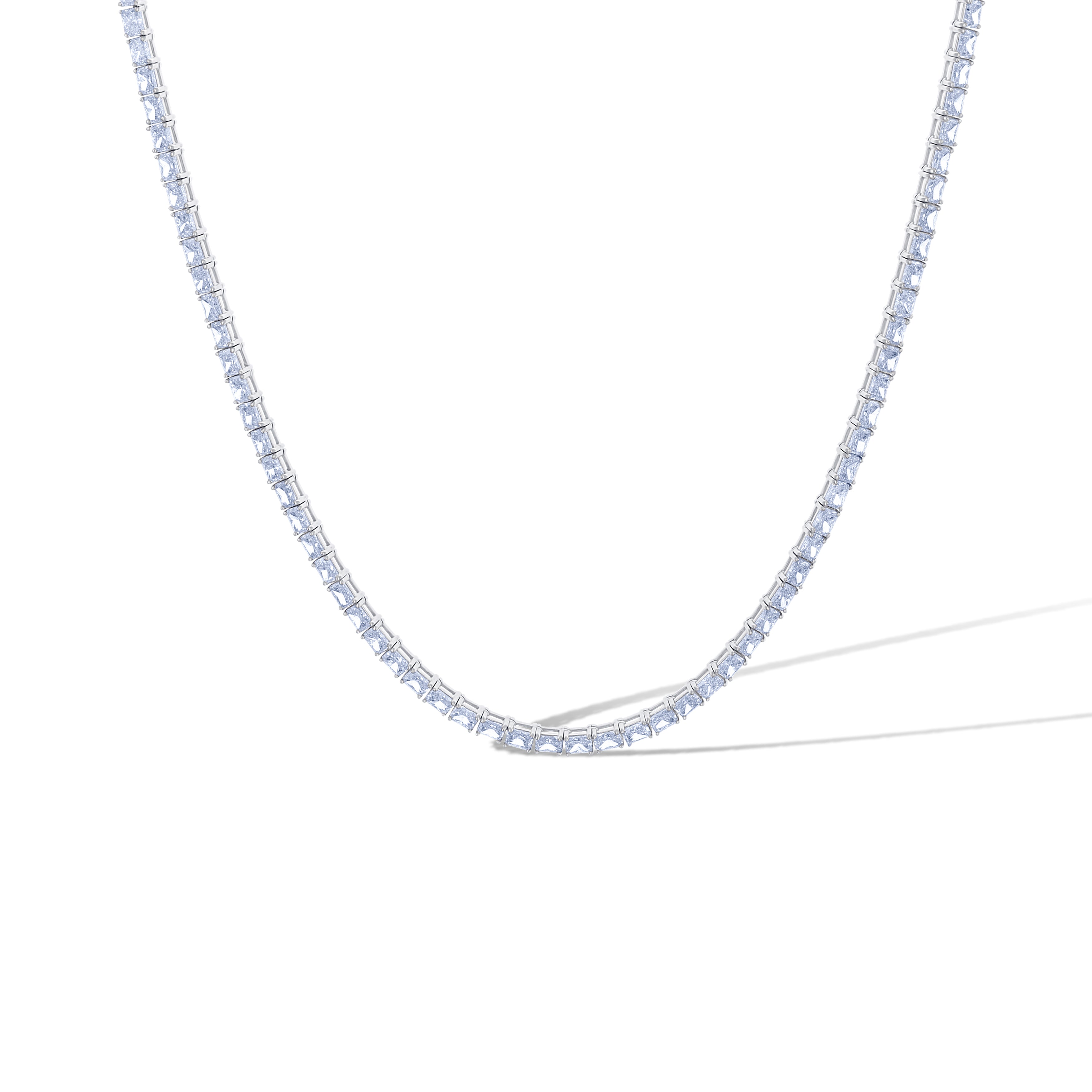 14K White Gold Radiant Diamond Necklace