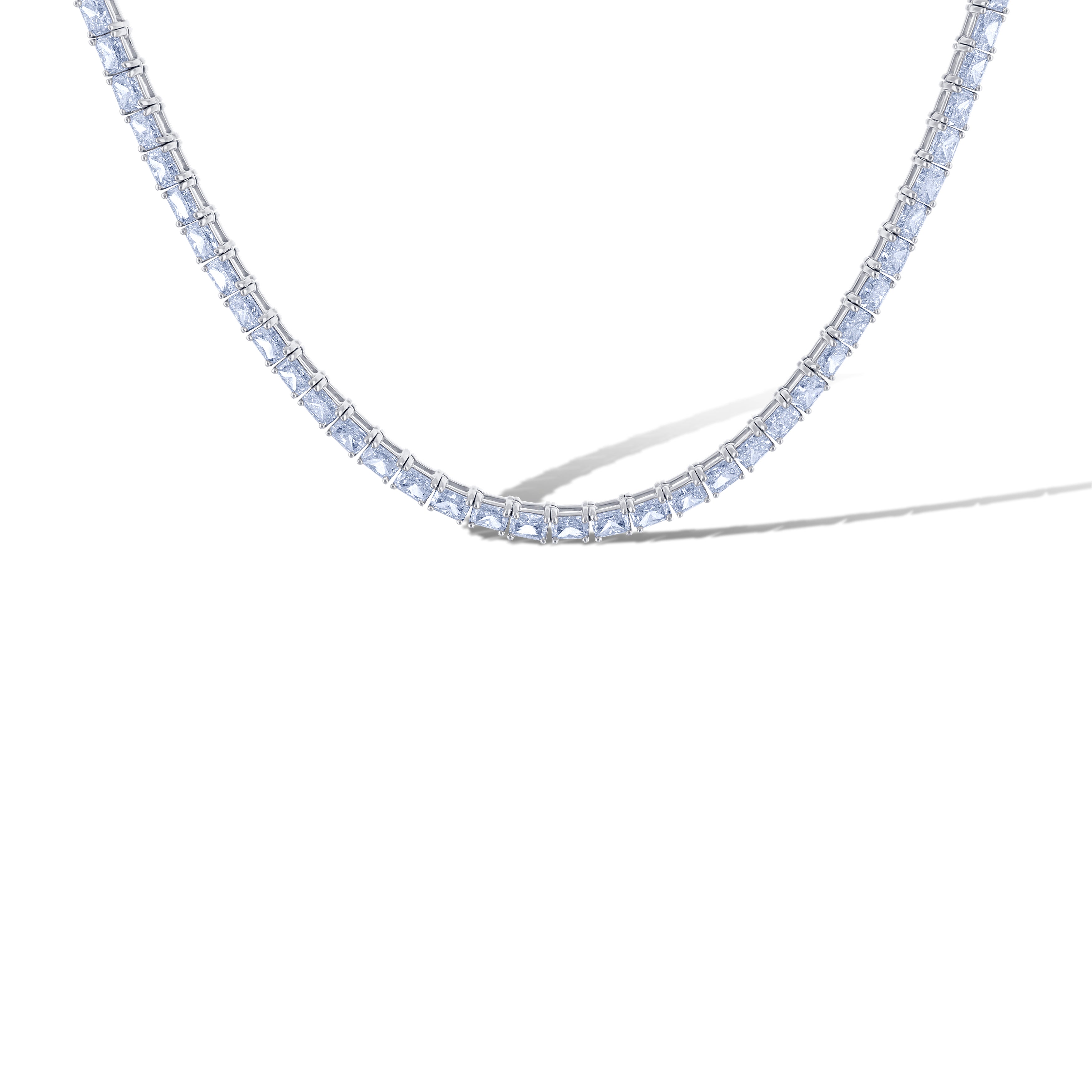 14K White Gold Radiant Diamond Necklace