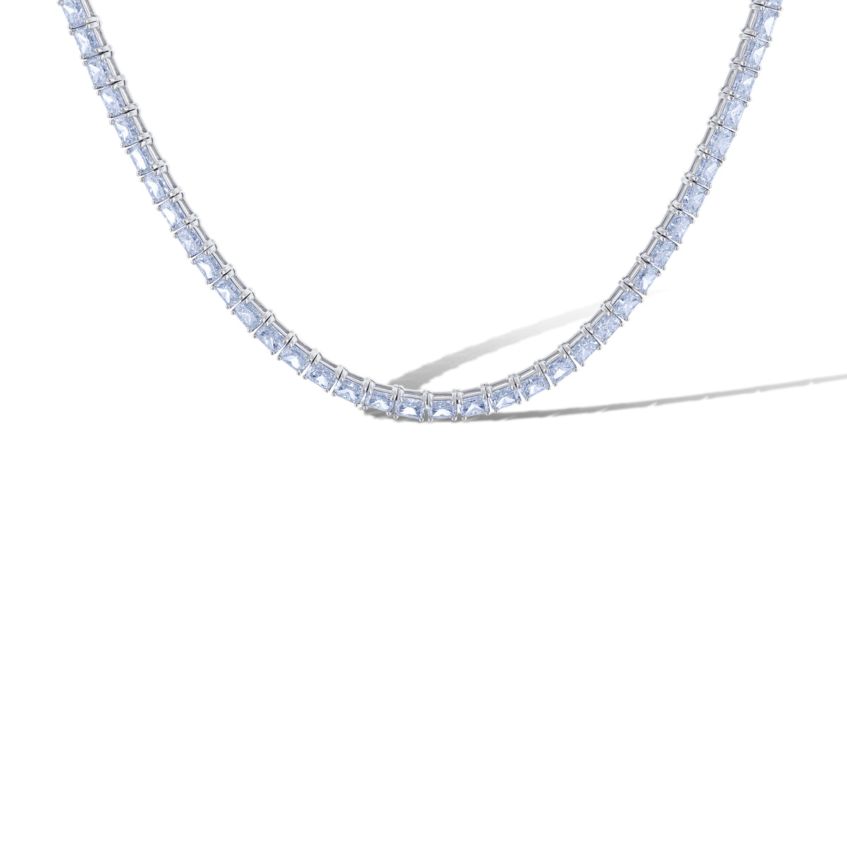 14K White Gold Radiant Diamond Necklace