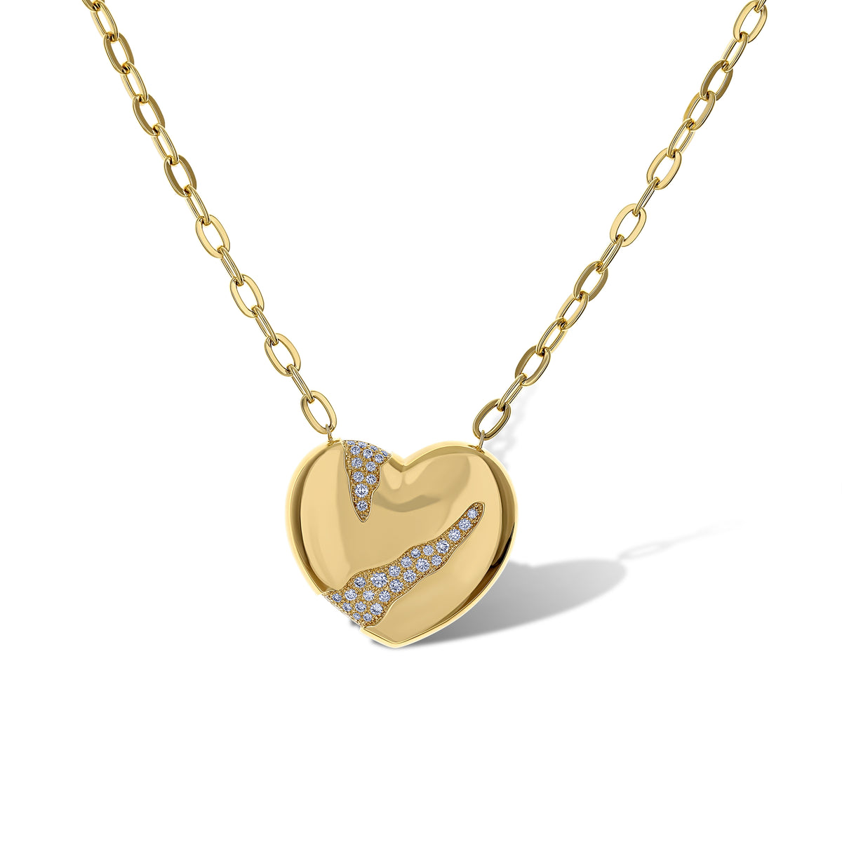 18K Yellow Gold Diamond Heart Pendant