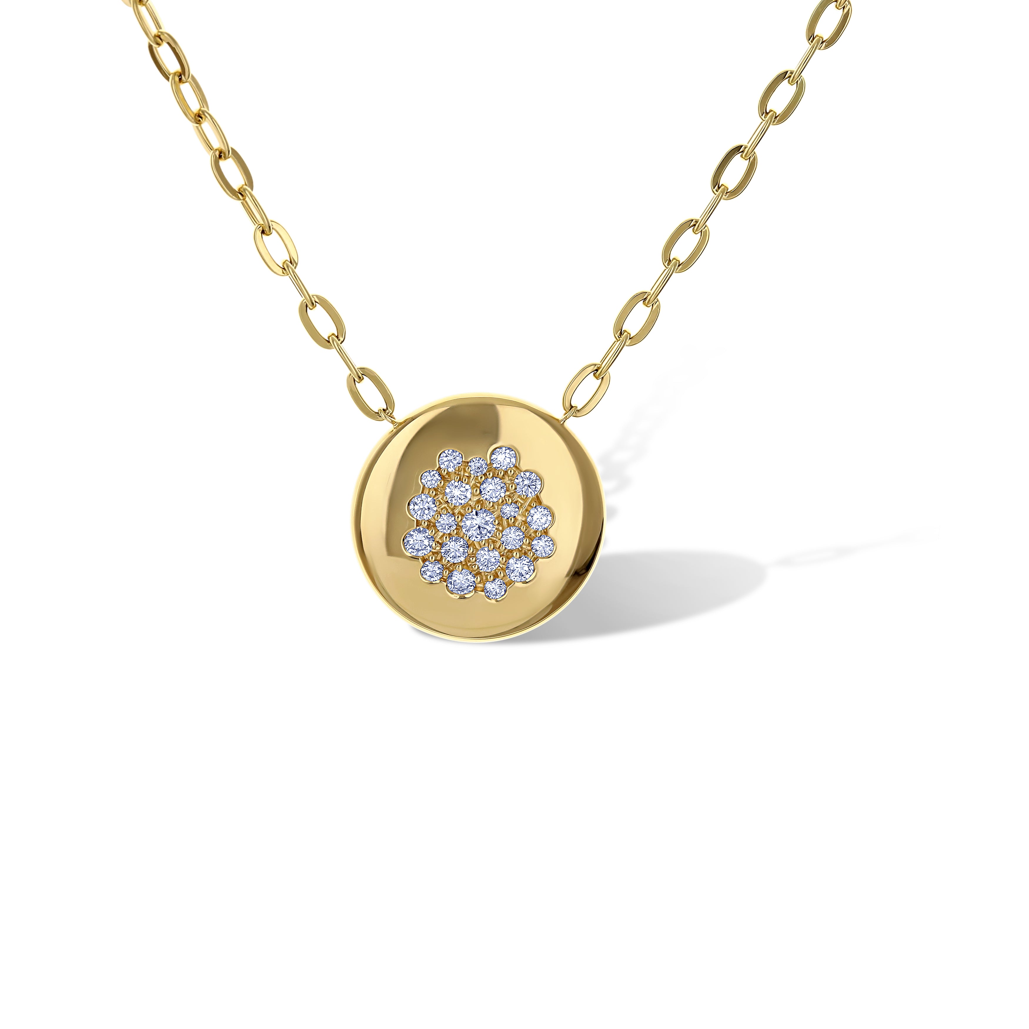 Leo Pizzo 18K Yellow Gold Round Puff Plate with Diamond Detail